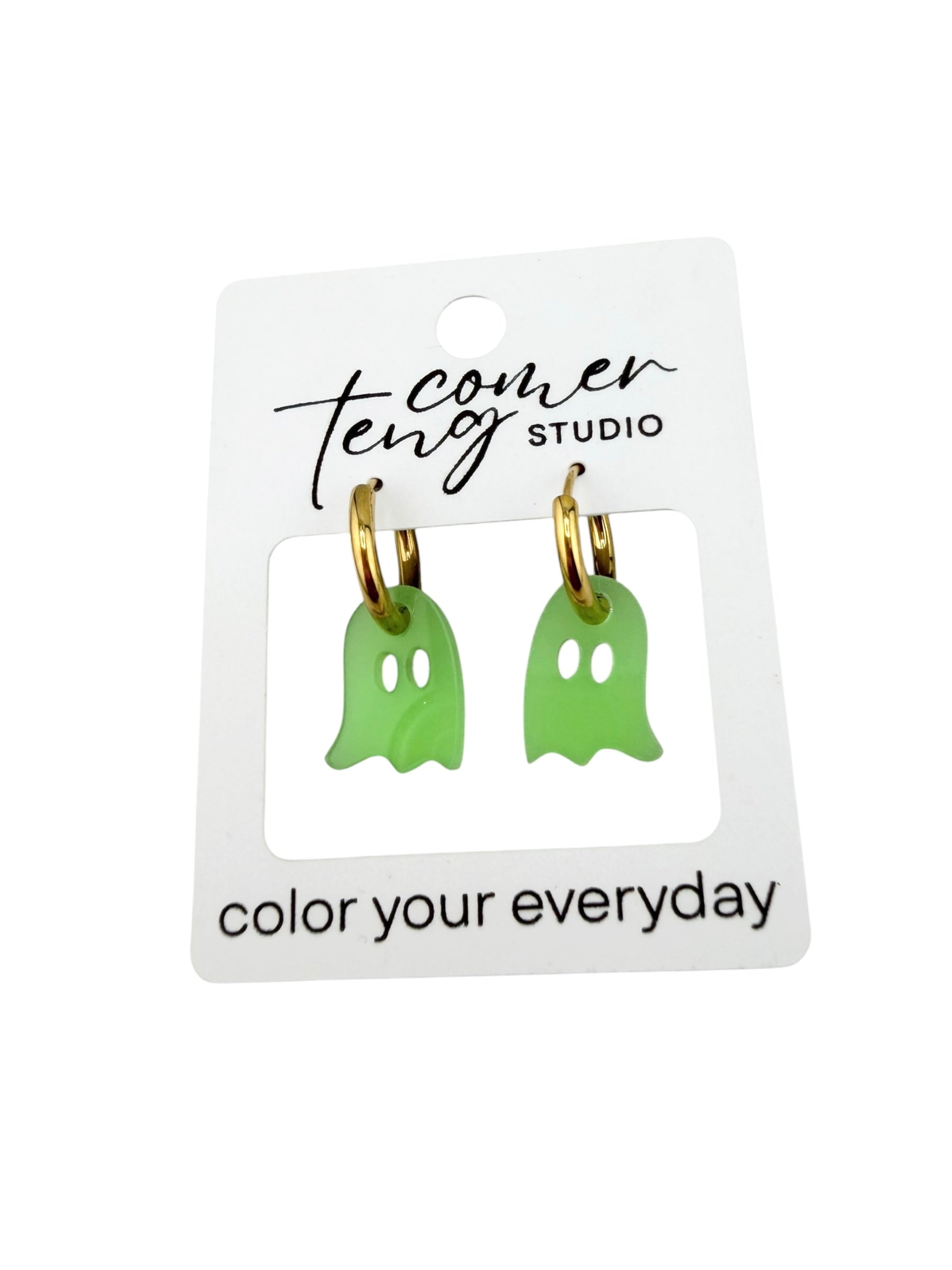 Glow-in-the-Dark Ghost Charm Hoop Earrings