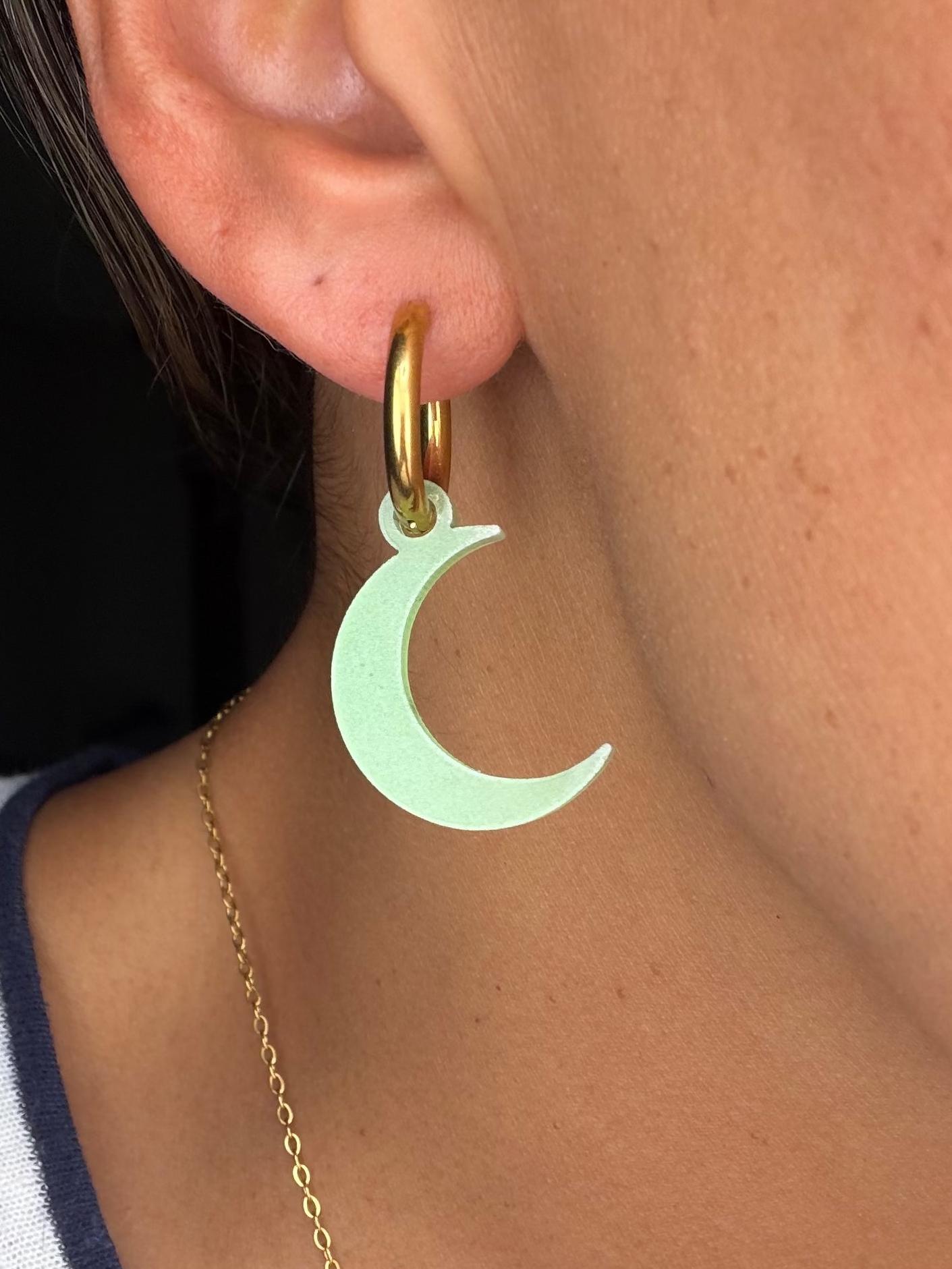 Glow-in-the-Dark Moon Charm Hoop Earrings | Interchangeable Halloween Earrings