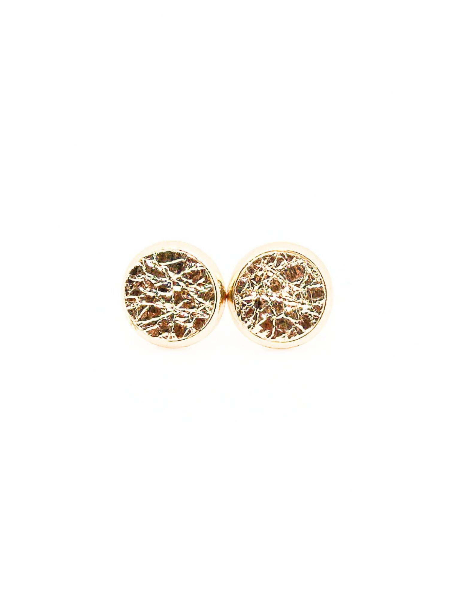 Gold Leather Stud Earrings