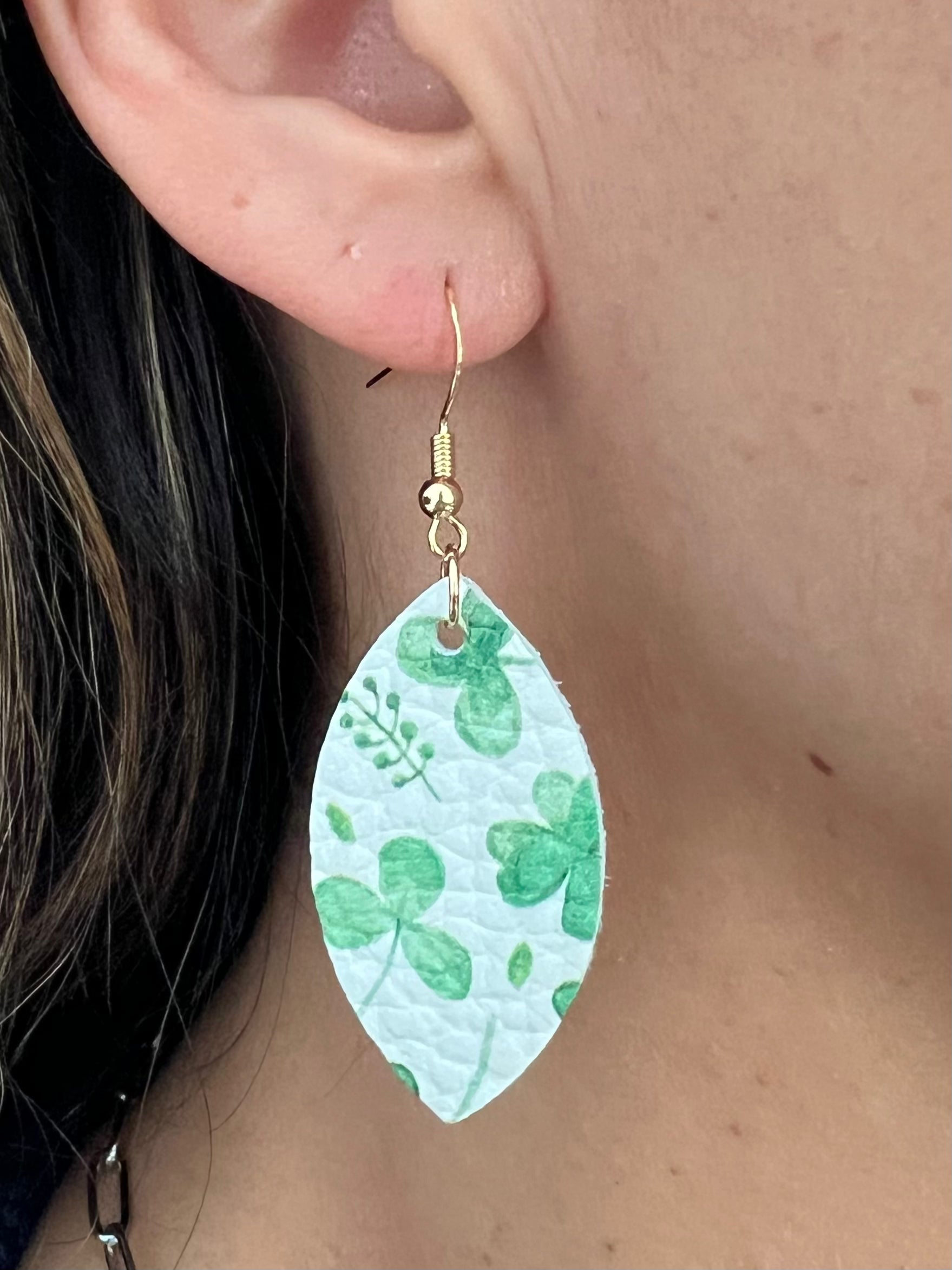 Clover Mini Leaf Leather Earrings