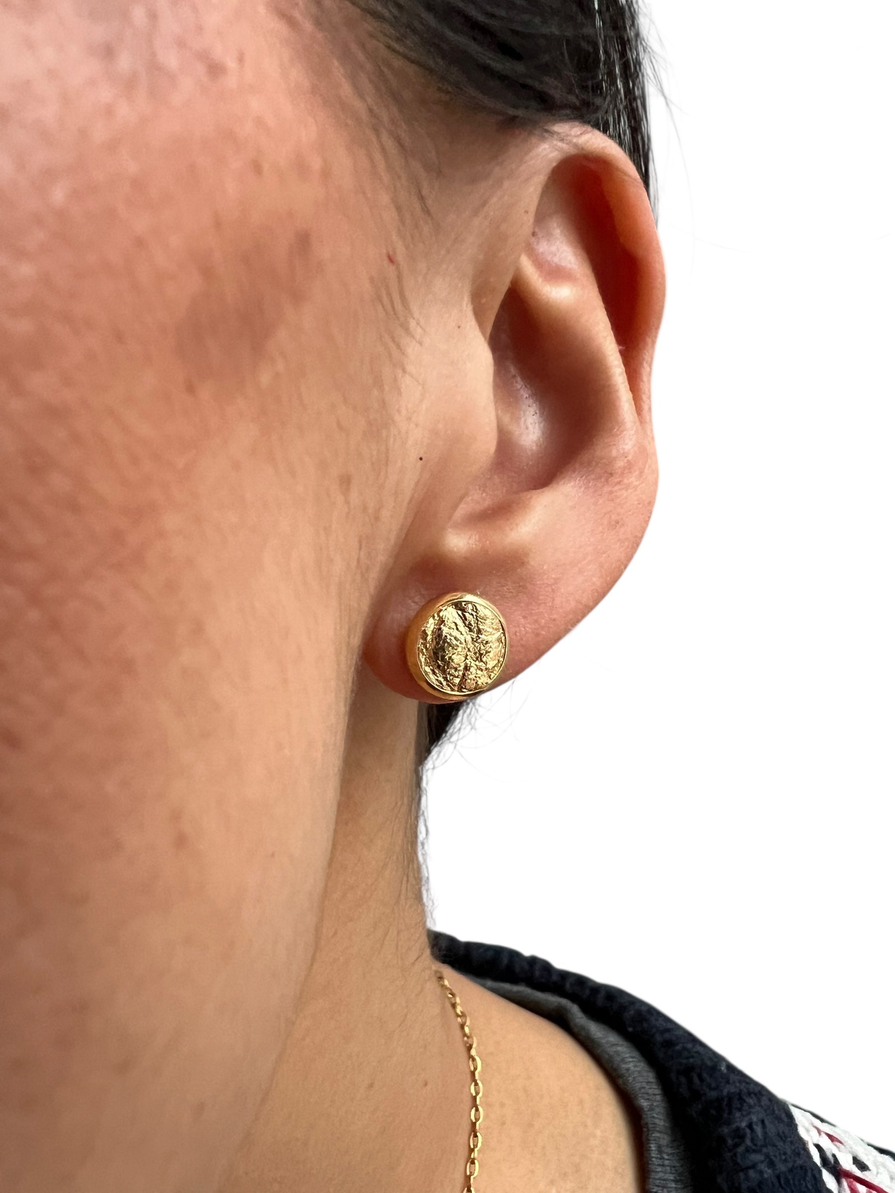 Gold Leather Stud Earrings