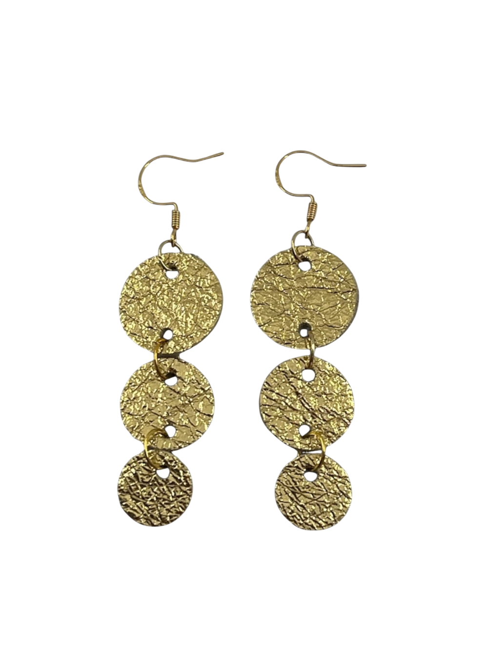 Gold Leather Trio Earrings
