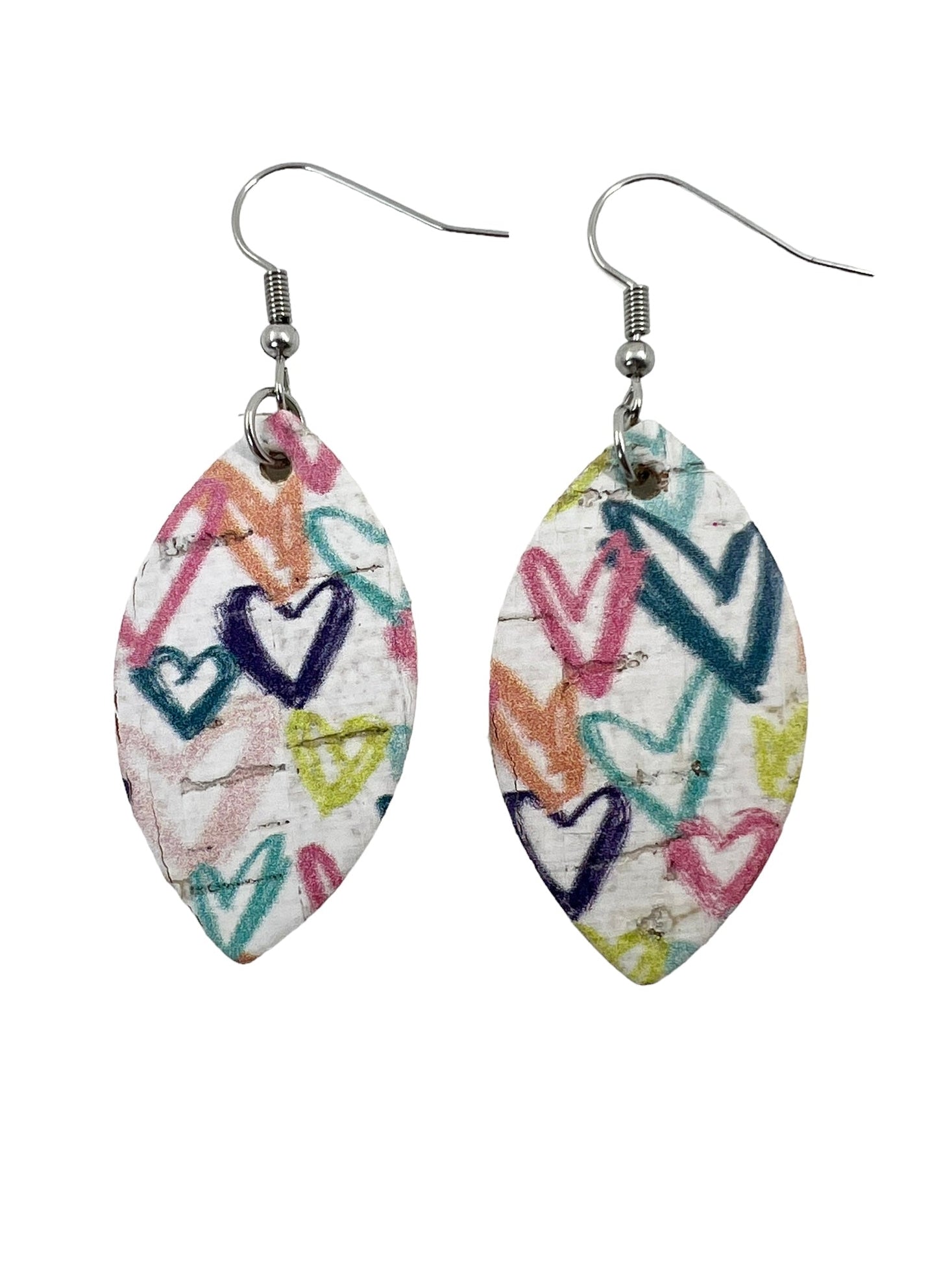 Grafitti Heart Cork Earrings