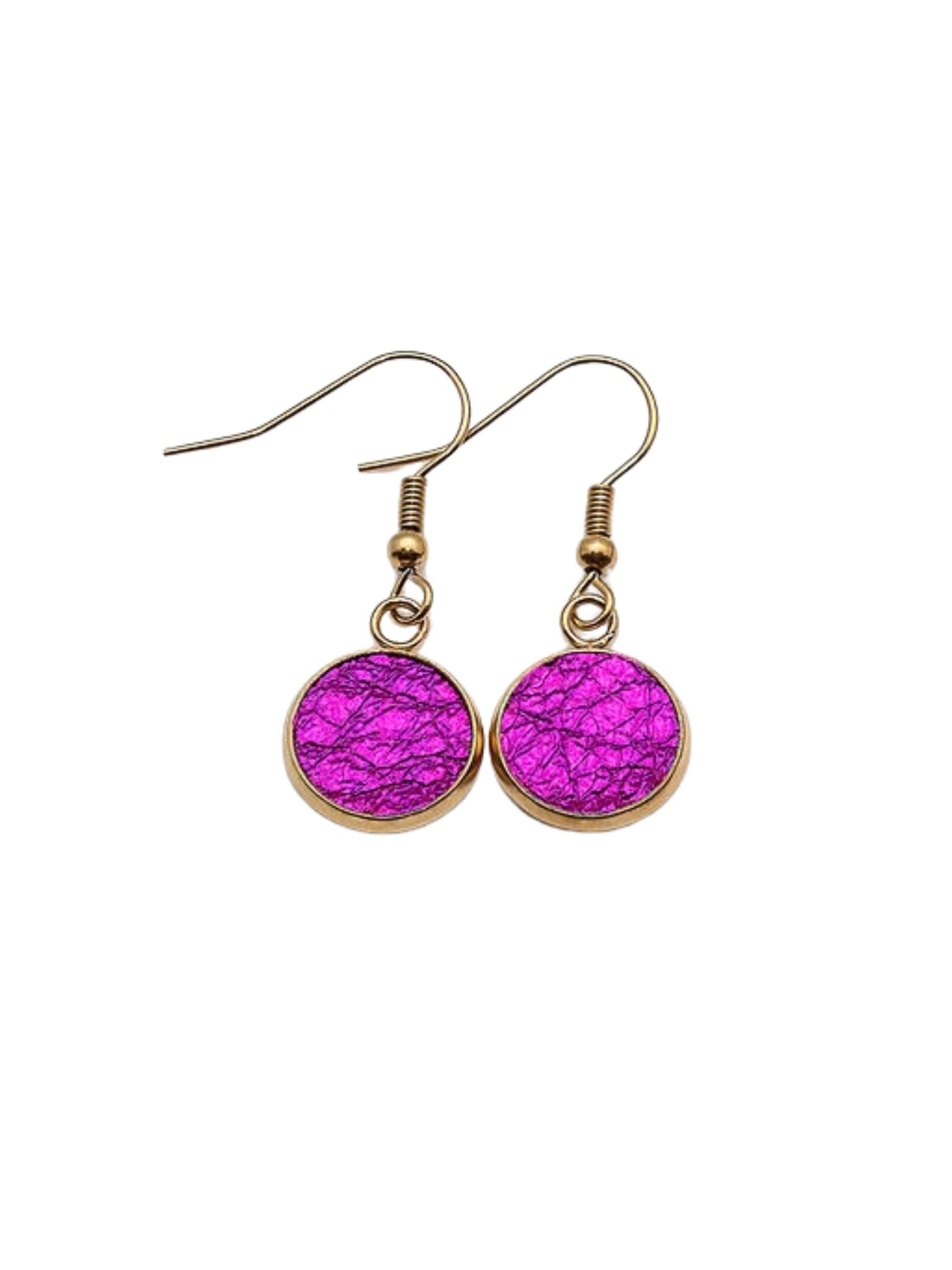 Hot Pink Mini Lantern Earrings — 12 mm — Stainless Steel or Gold Plated