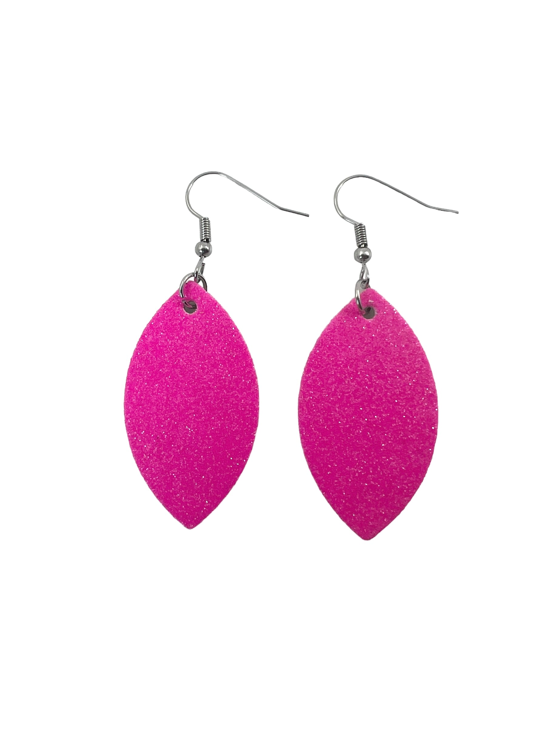 Hot Pink Barbie Shimmer Mini Leaf Earrings