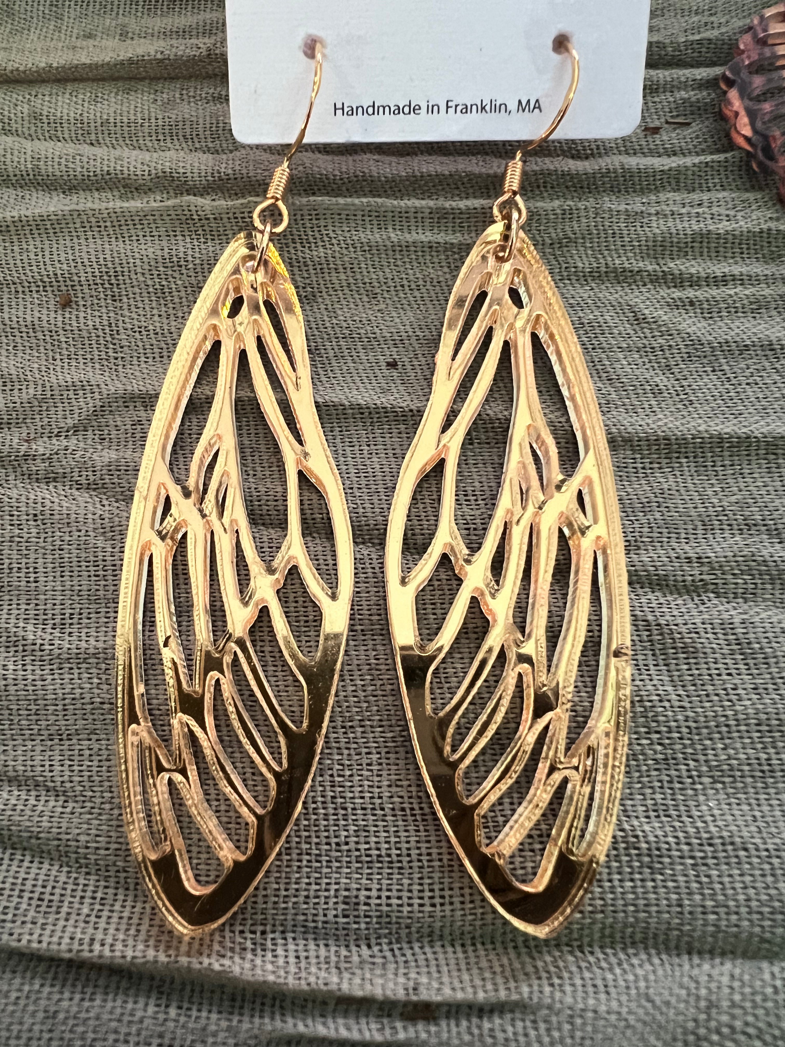 Gold Shimmer Cicada Earrings
