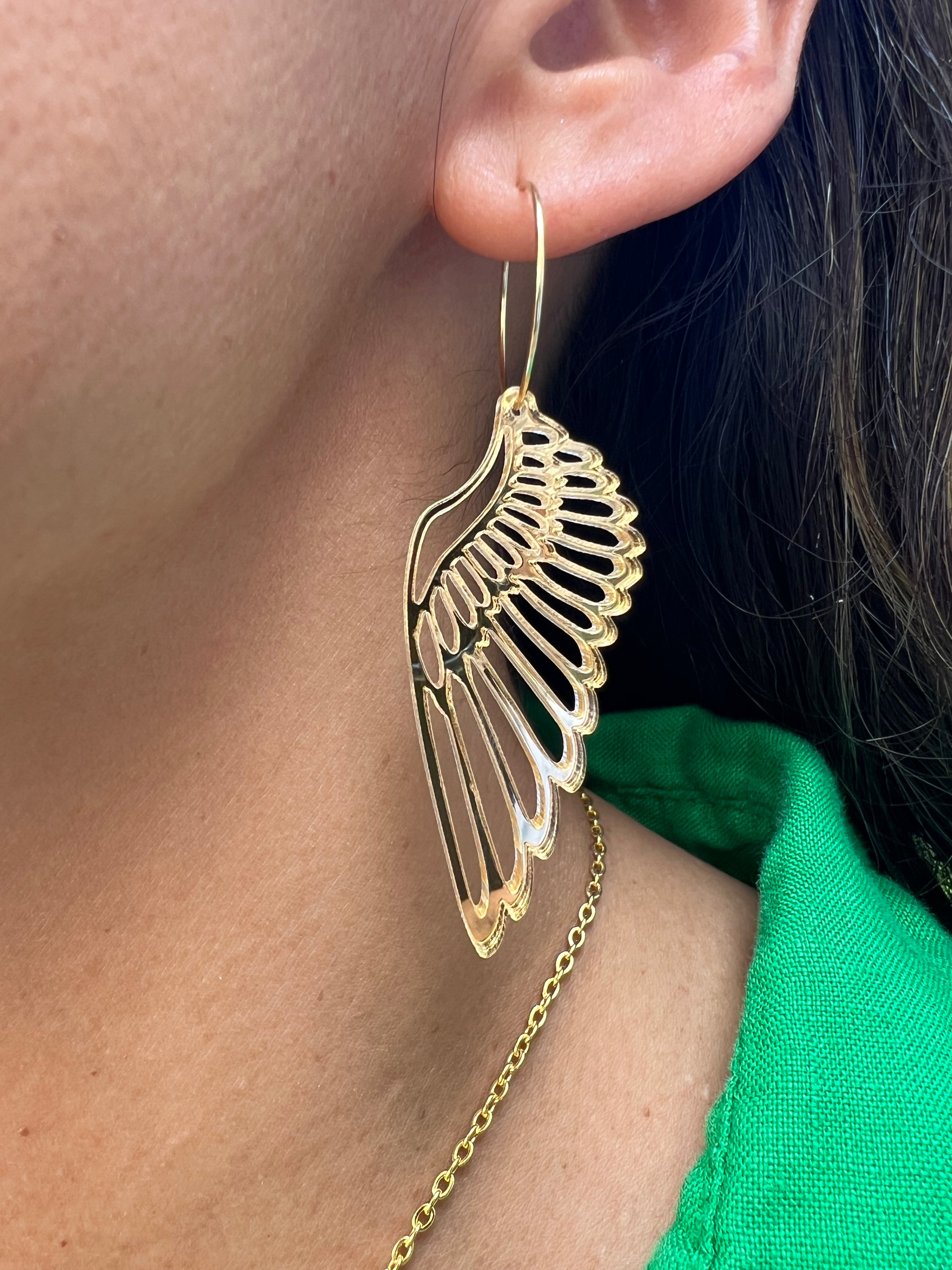 Gold Shimmer Angel Wing Earrings