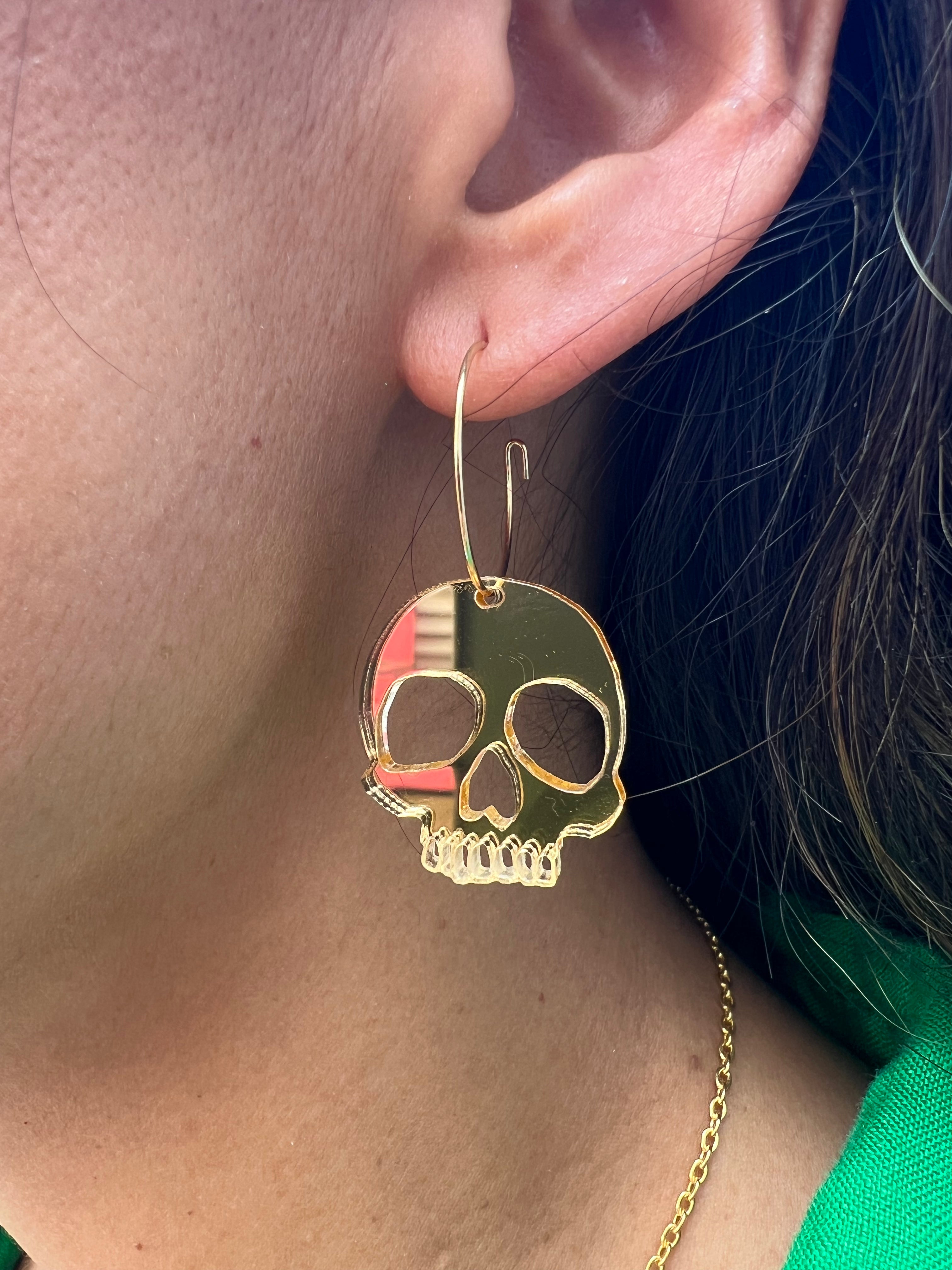 Gold Shimmer Skull Earrings
