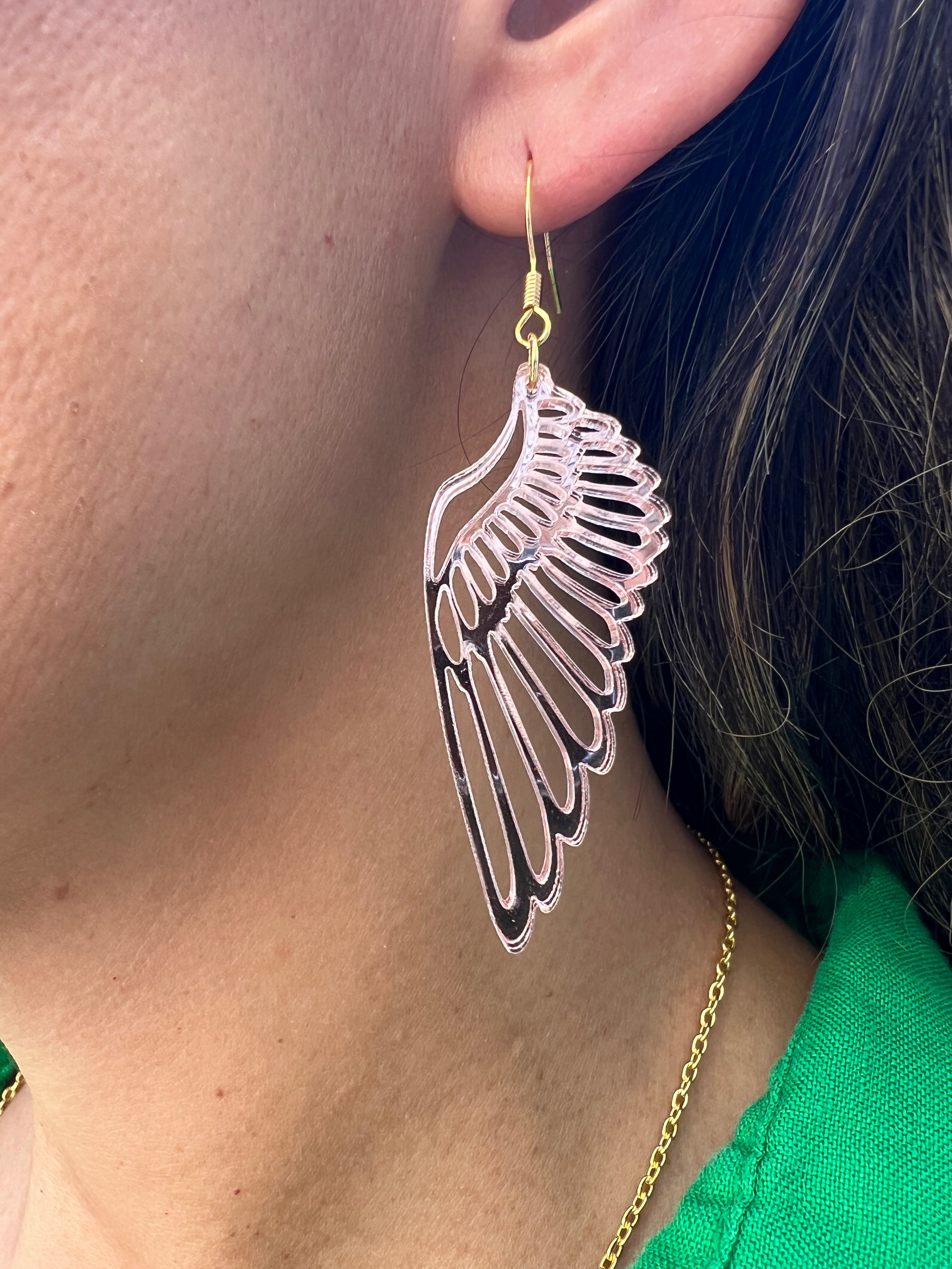Rose Gold Shimmer Angel Wing Earrings