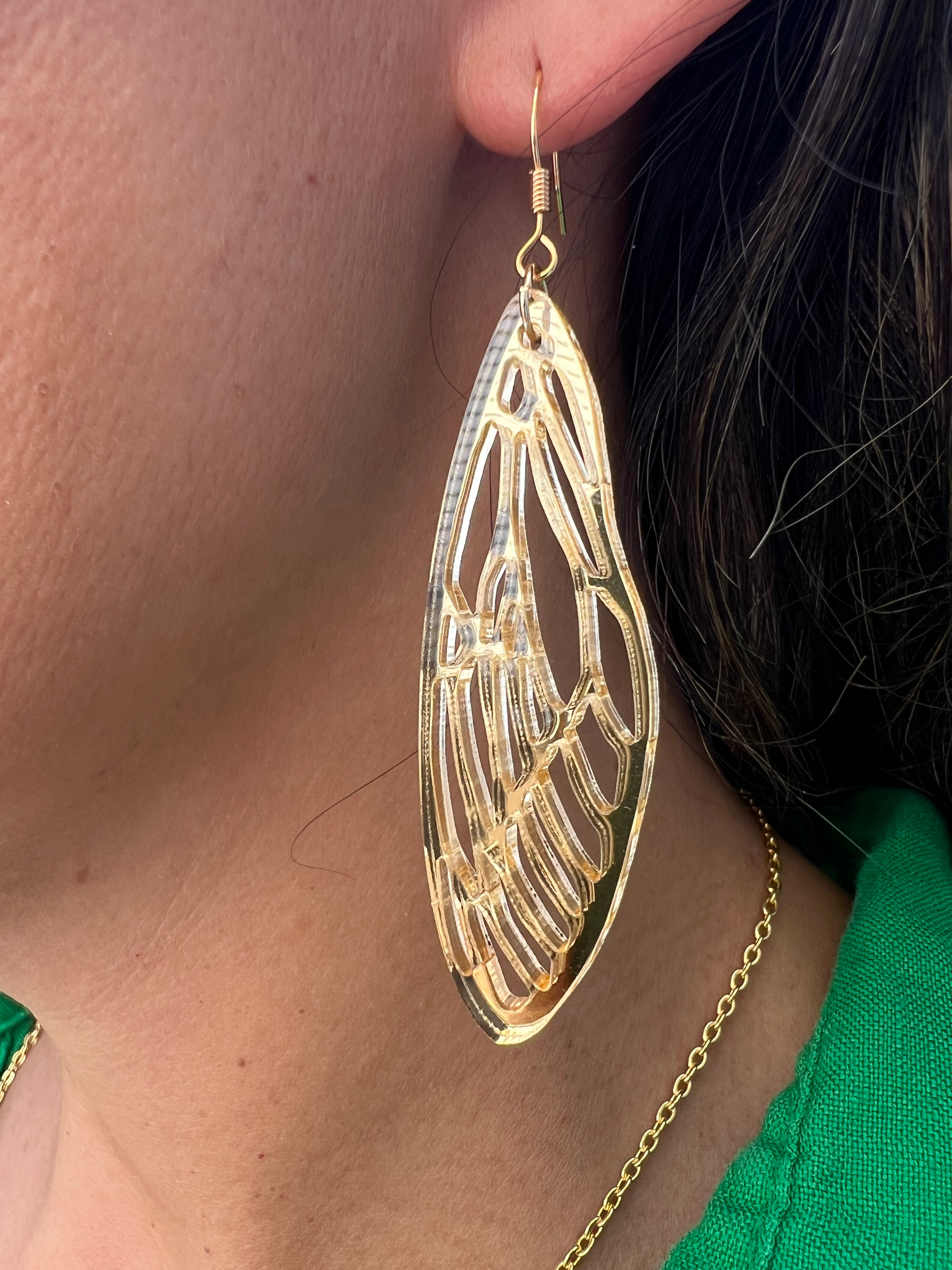 Gold Shimmer Cicada Earrings