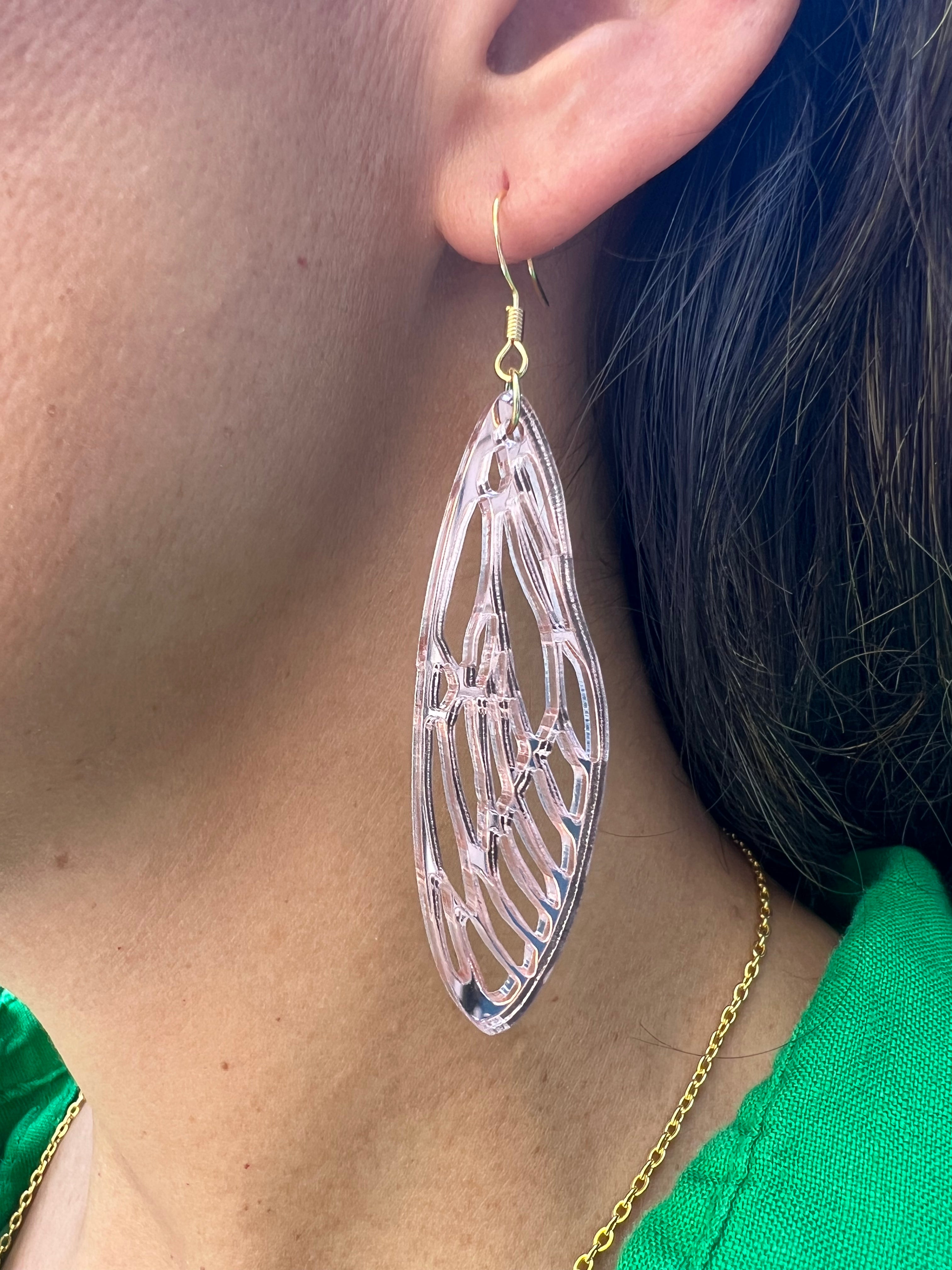Rose Gold Shimmer Cicada Earrings