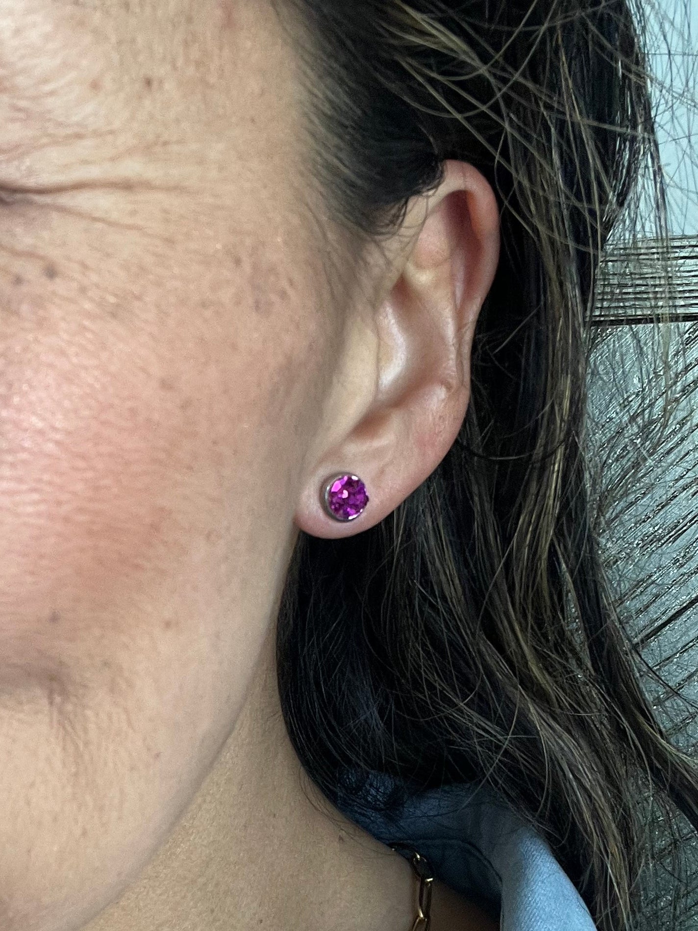 Pink Sparkle Mini Stud Earrings