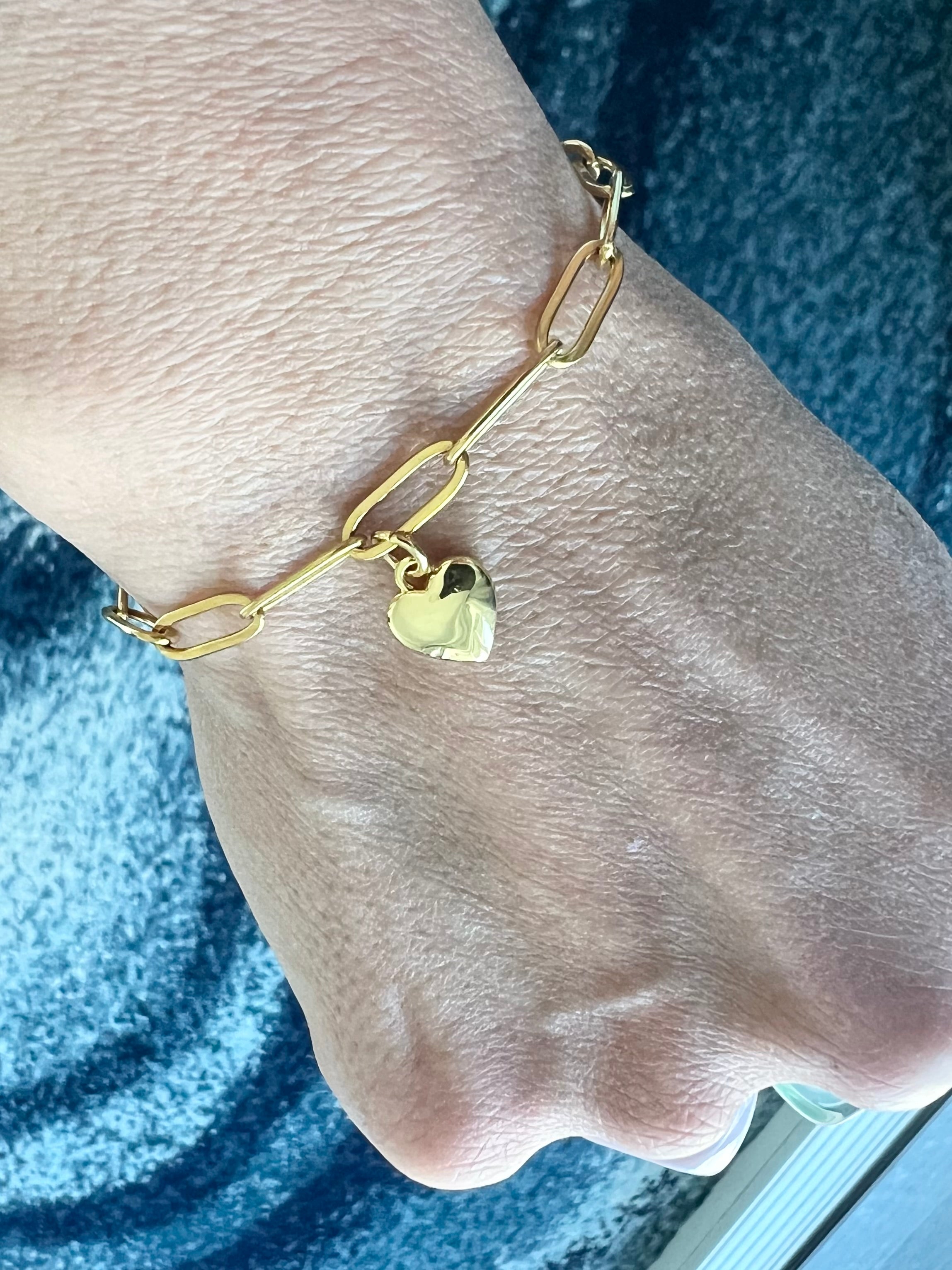 Gold Charlotte Chain Bracelet with Heart Charm