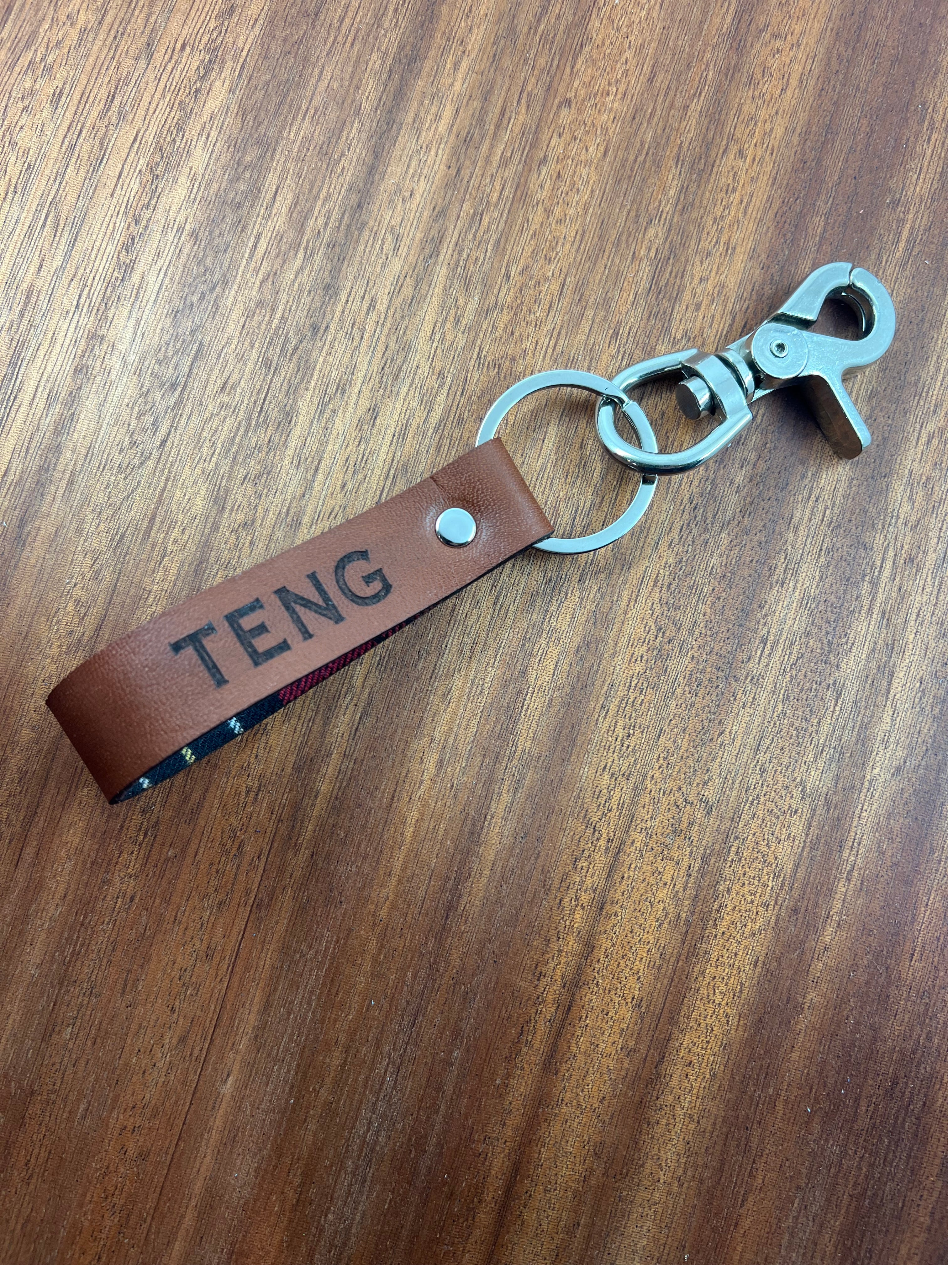 Personalized Leather Card Holder and Key Chain Set