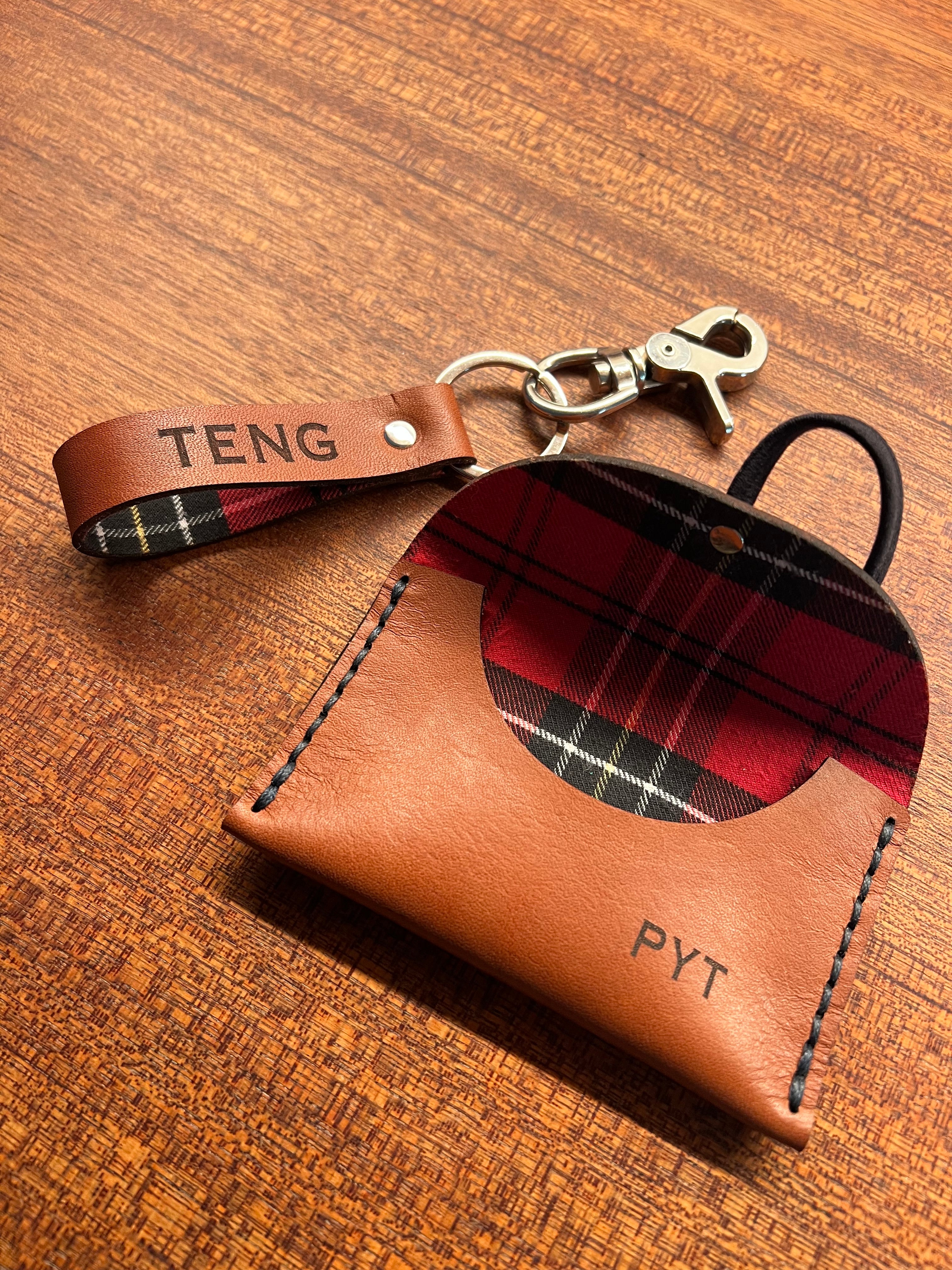 Personalized Leather Card Holder and Key Chain Set