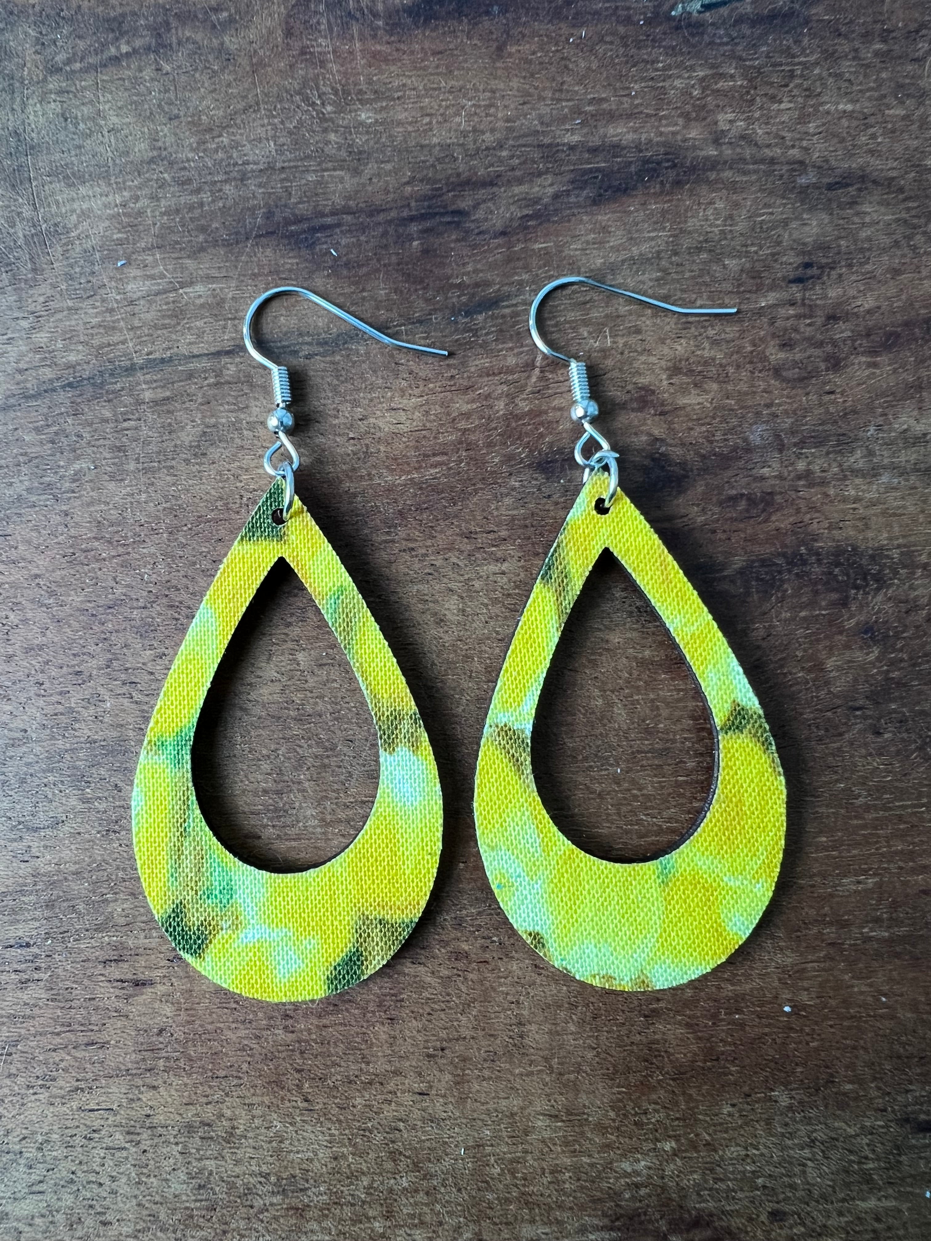 Upcycled Yellow Flower Stella Earrings