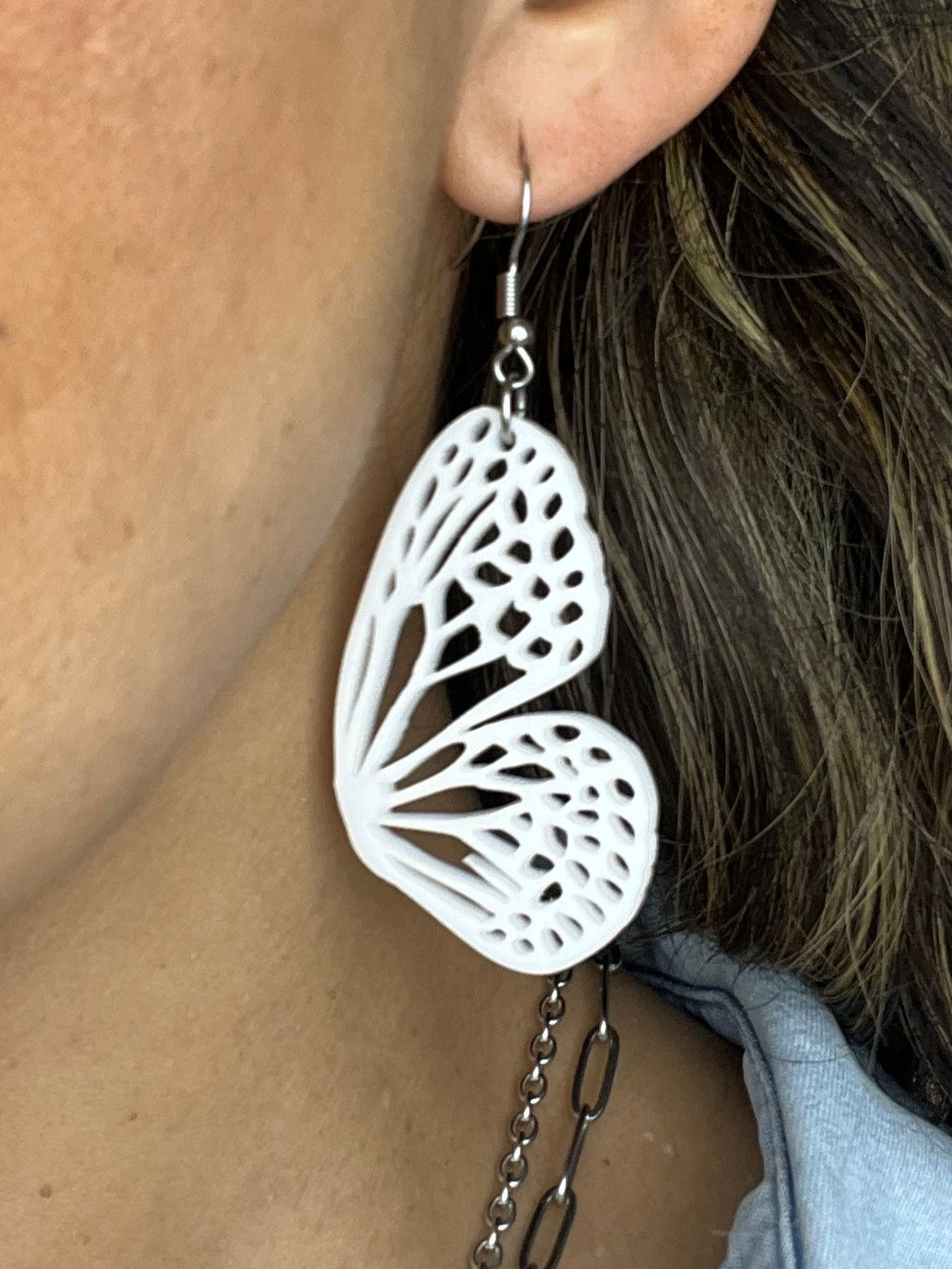 Wings of Moonlight – Small White Butterfly Earrings