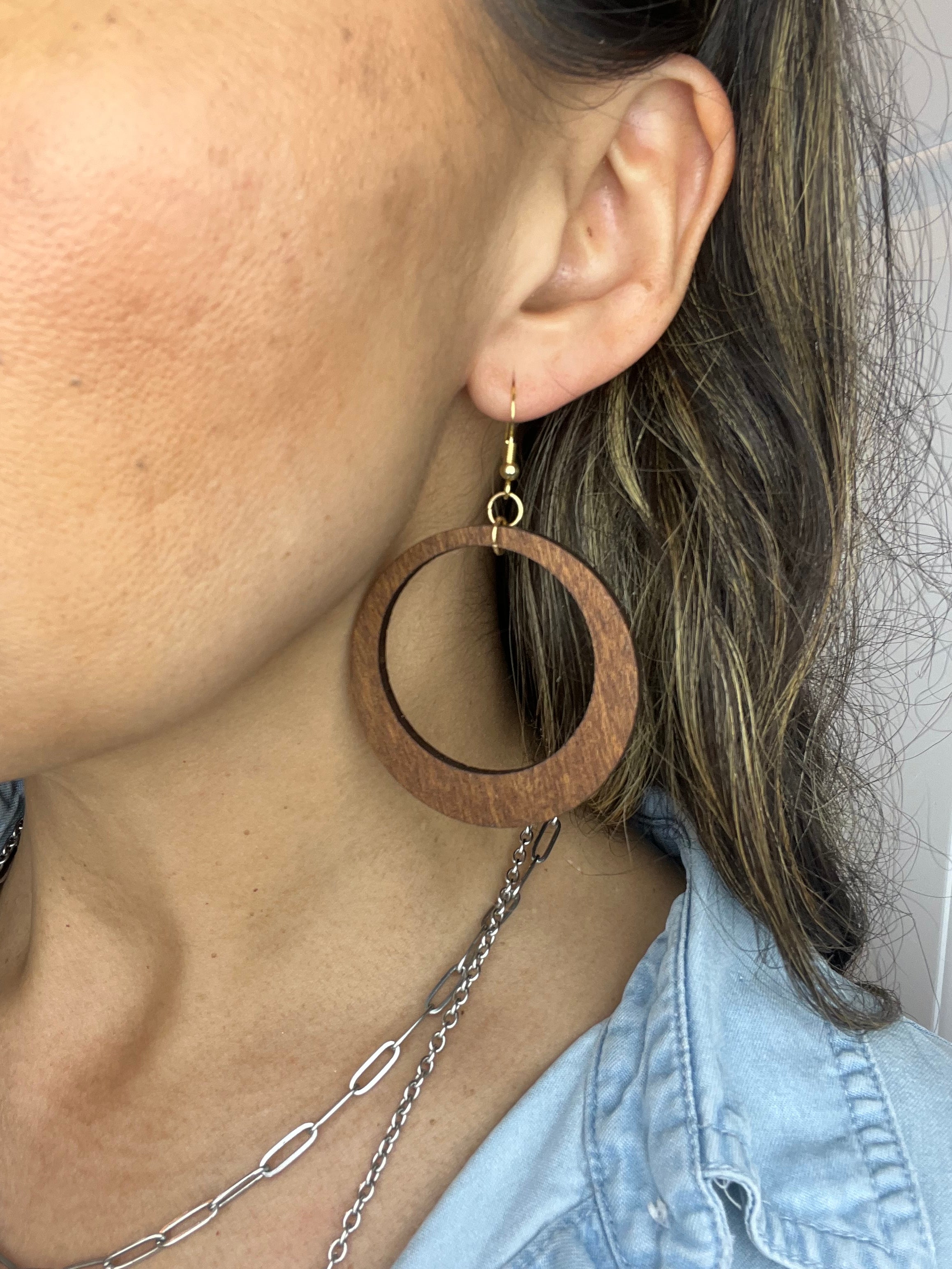 70s Throwback Wooden Hoop Earrings