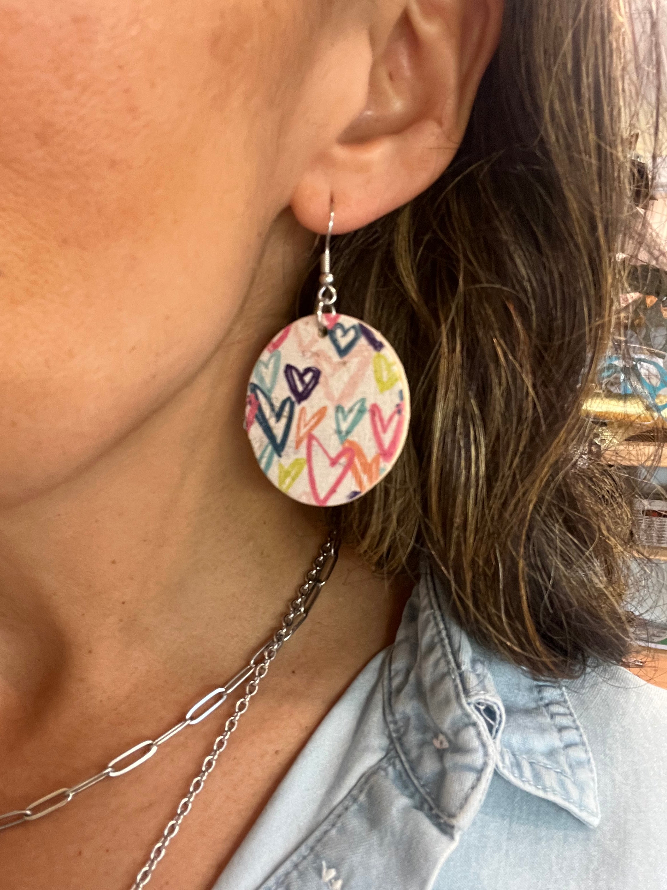 Grafitti Heart Cork Earrings