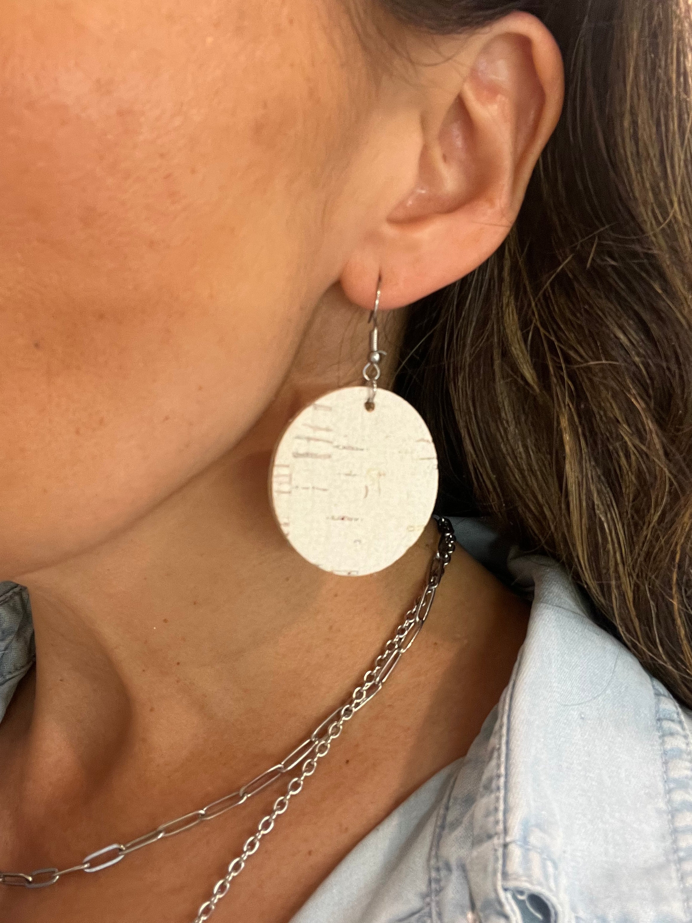 White Birch Cork Earrings