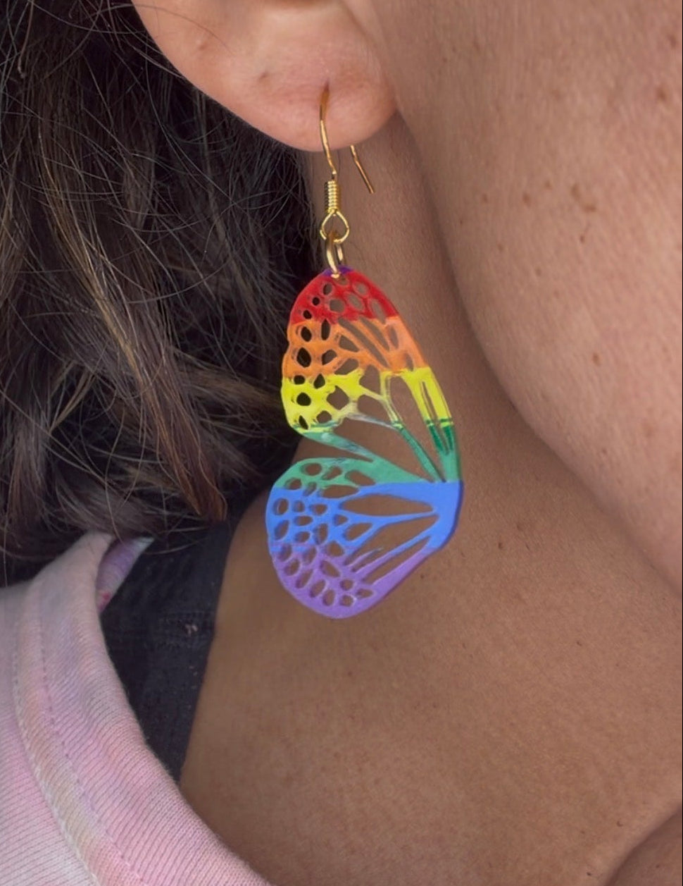 🌈 Small Rainbow Butterfly Wing Earrings