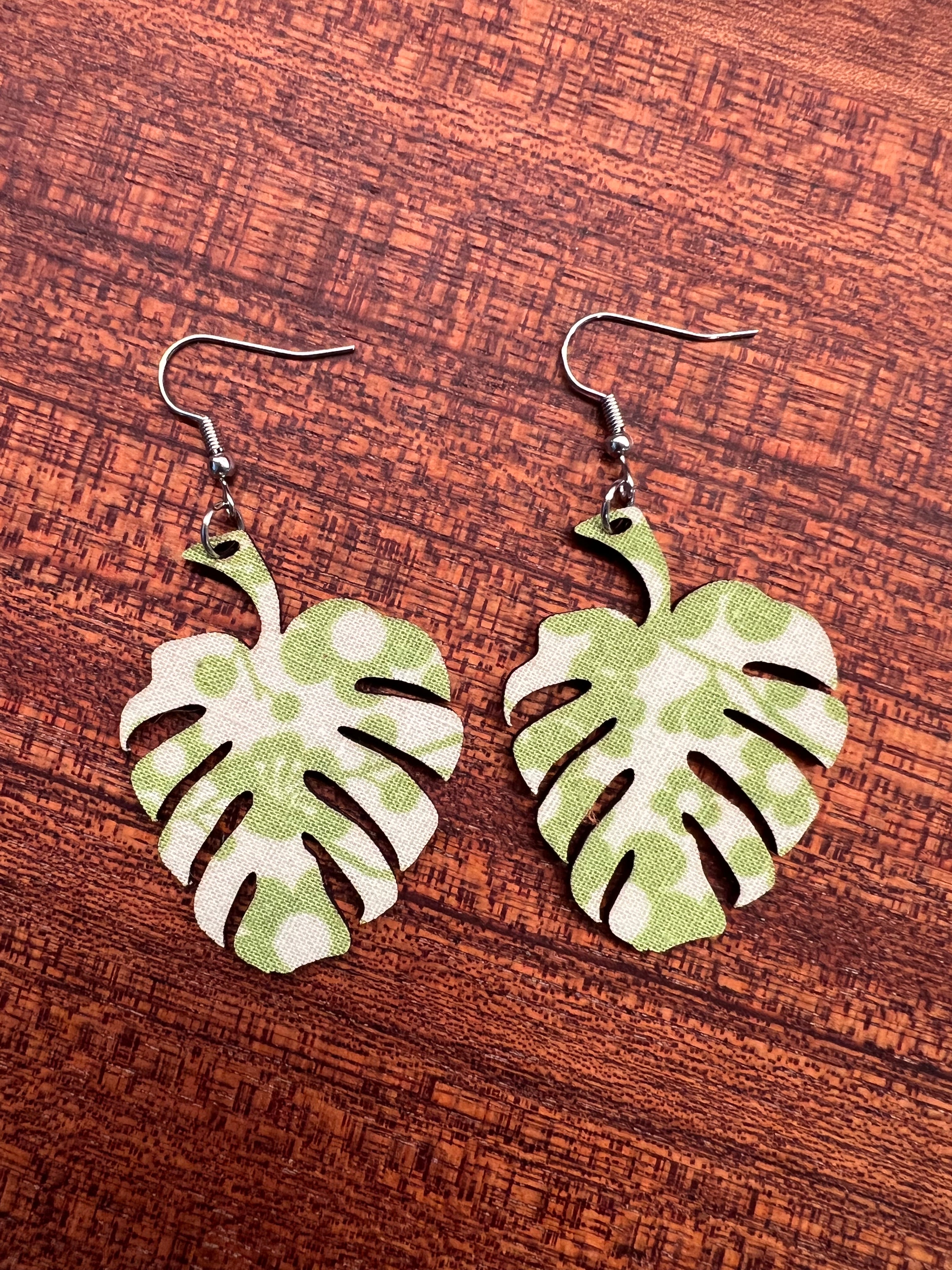 Upcycled Monstera Leaf Earrings