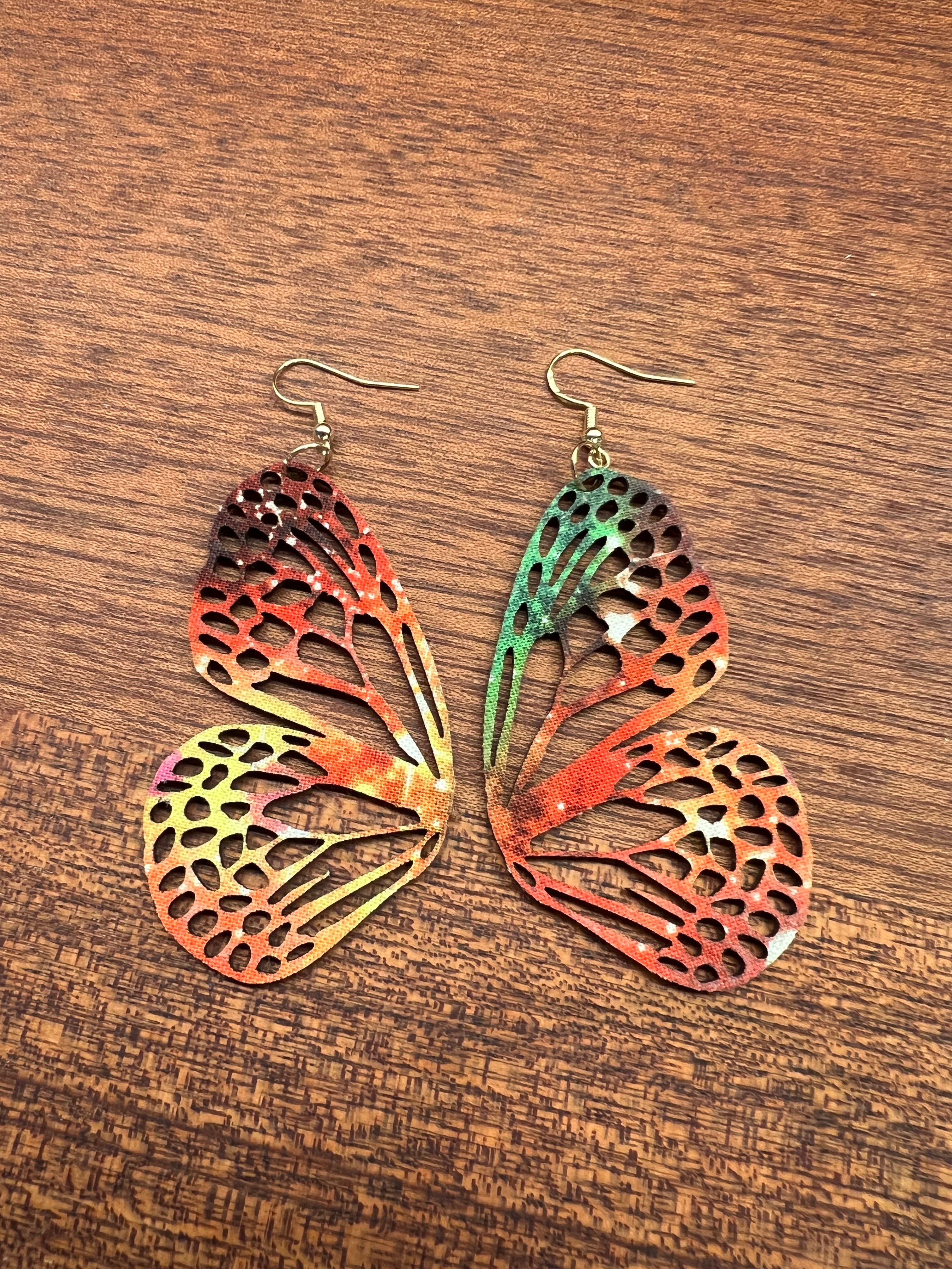 Large Rainbow Galaxy Butterfly Earrings