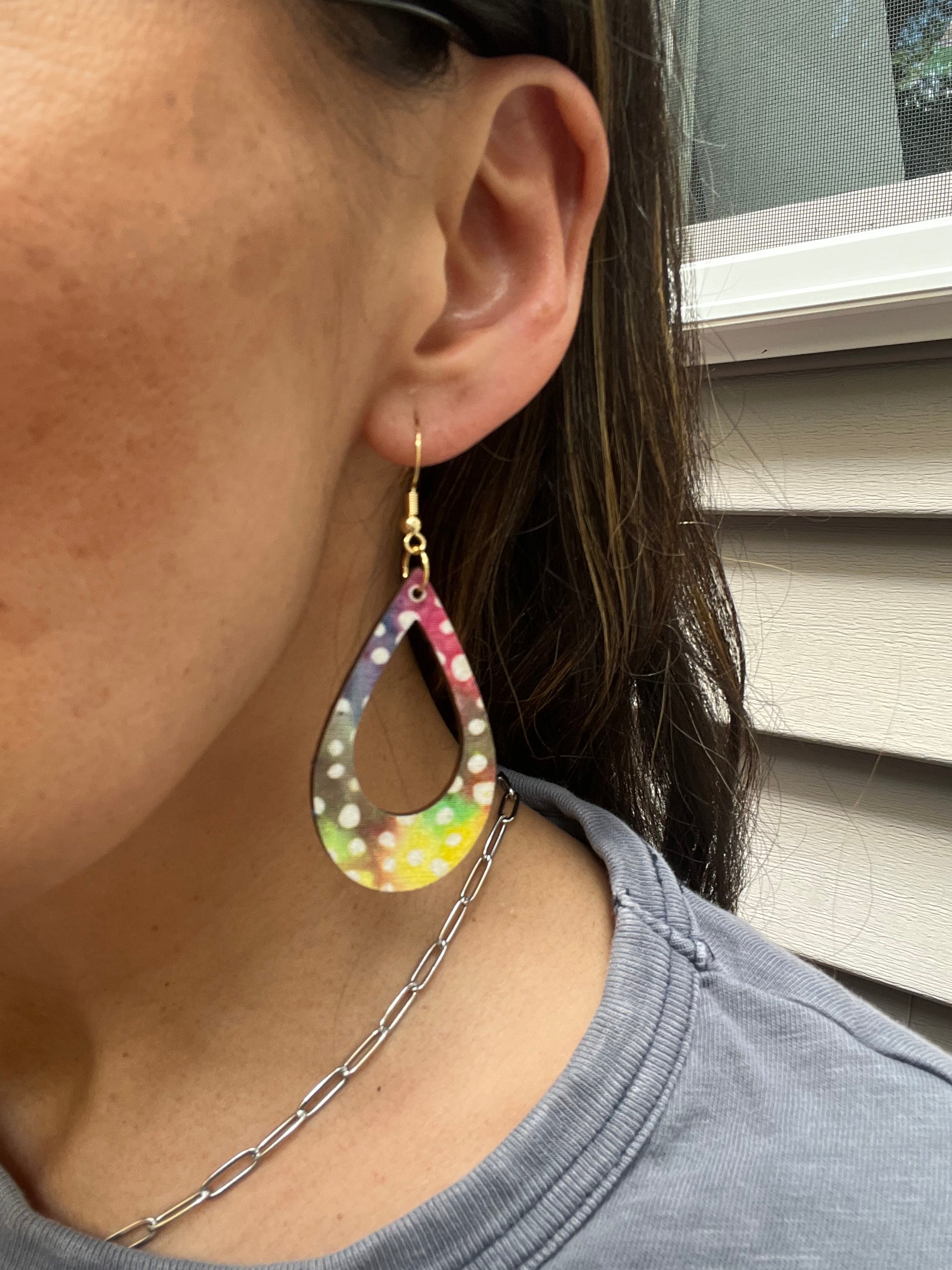 Rainbow Tie Dye Dot Stella Earrings