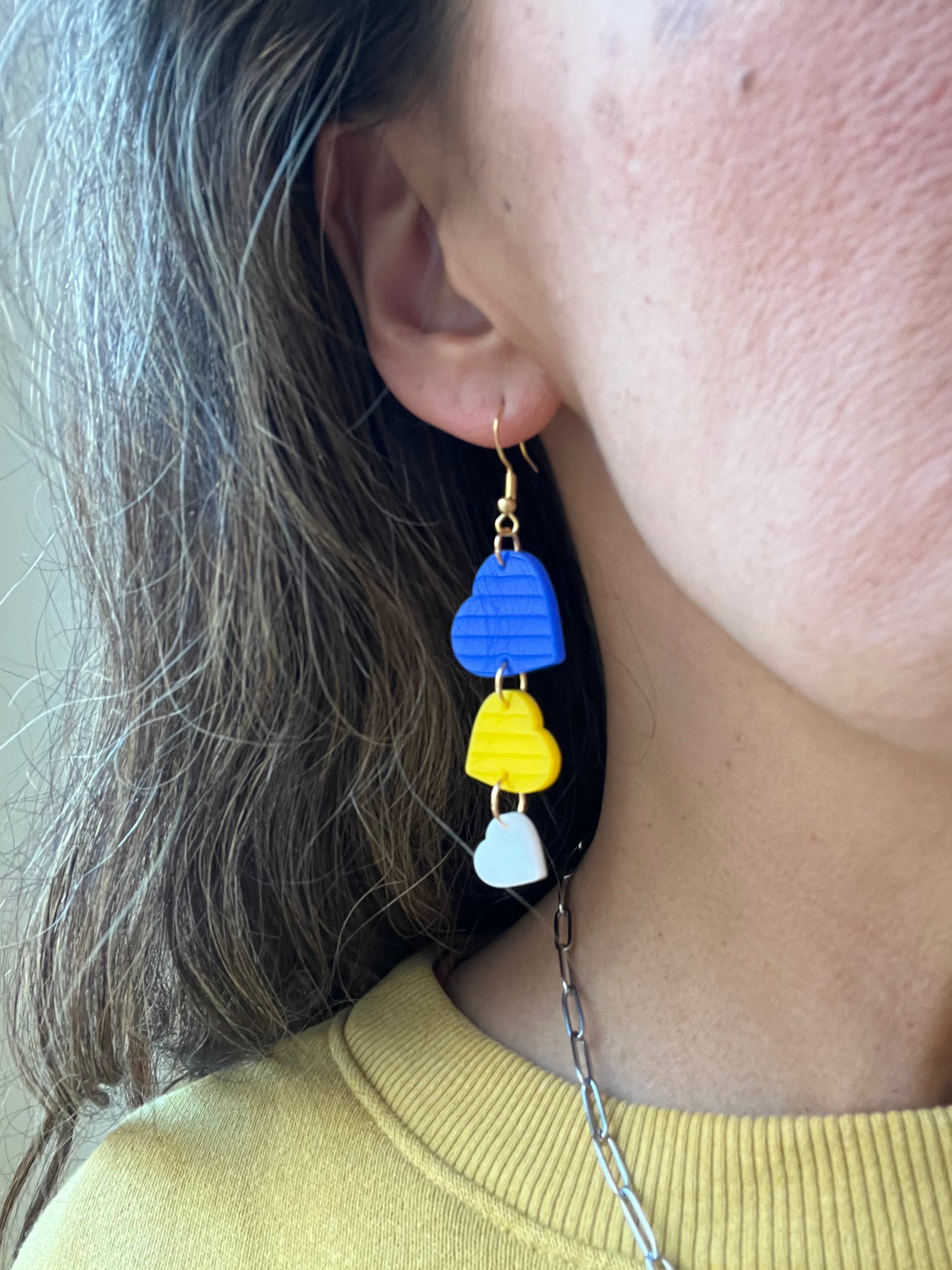 Boston Marathon Inspired Heart Earrings