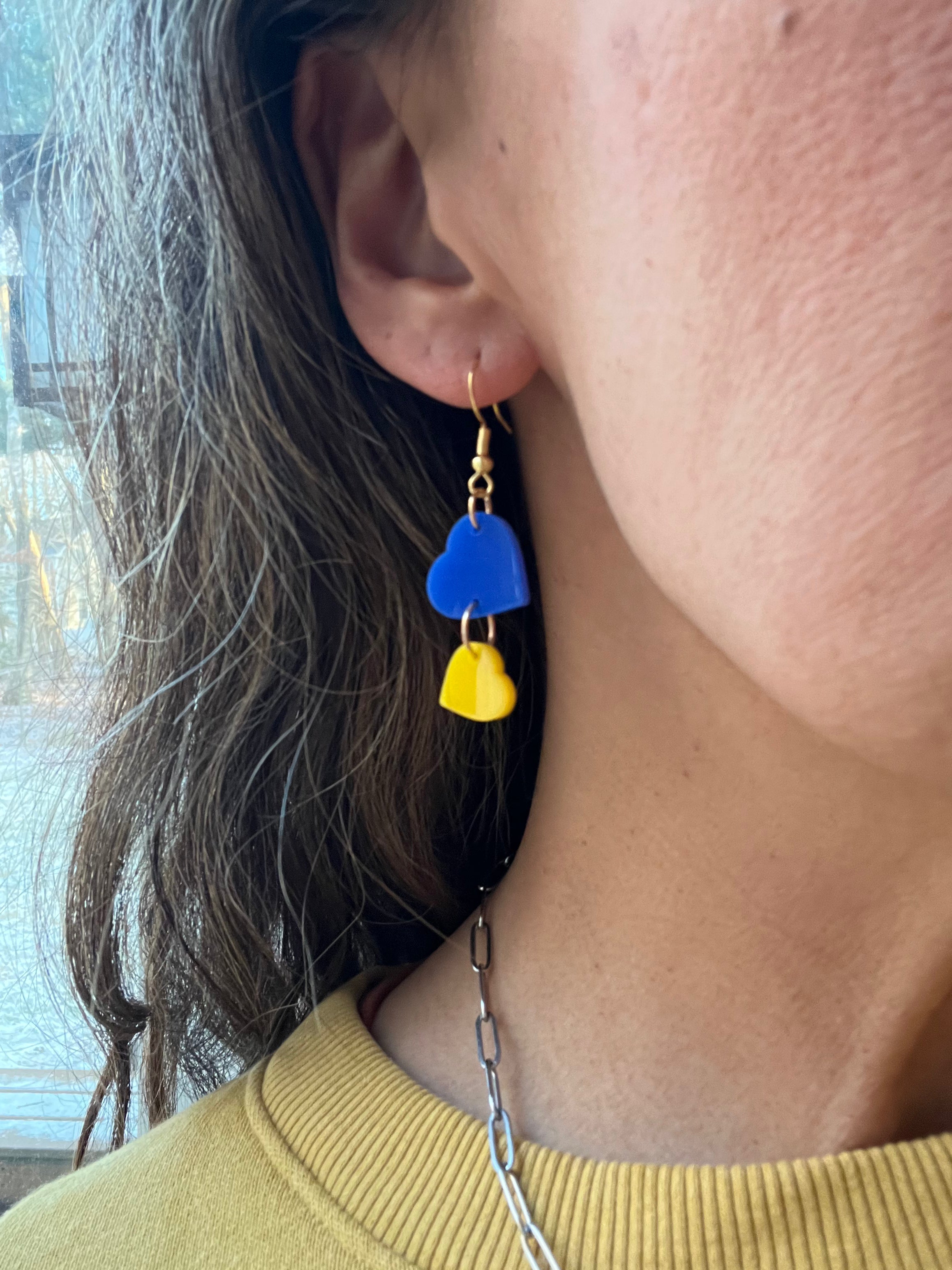 Boston Marathon Inspired Heart Earrings