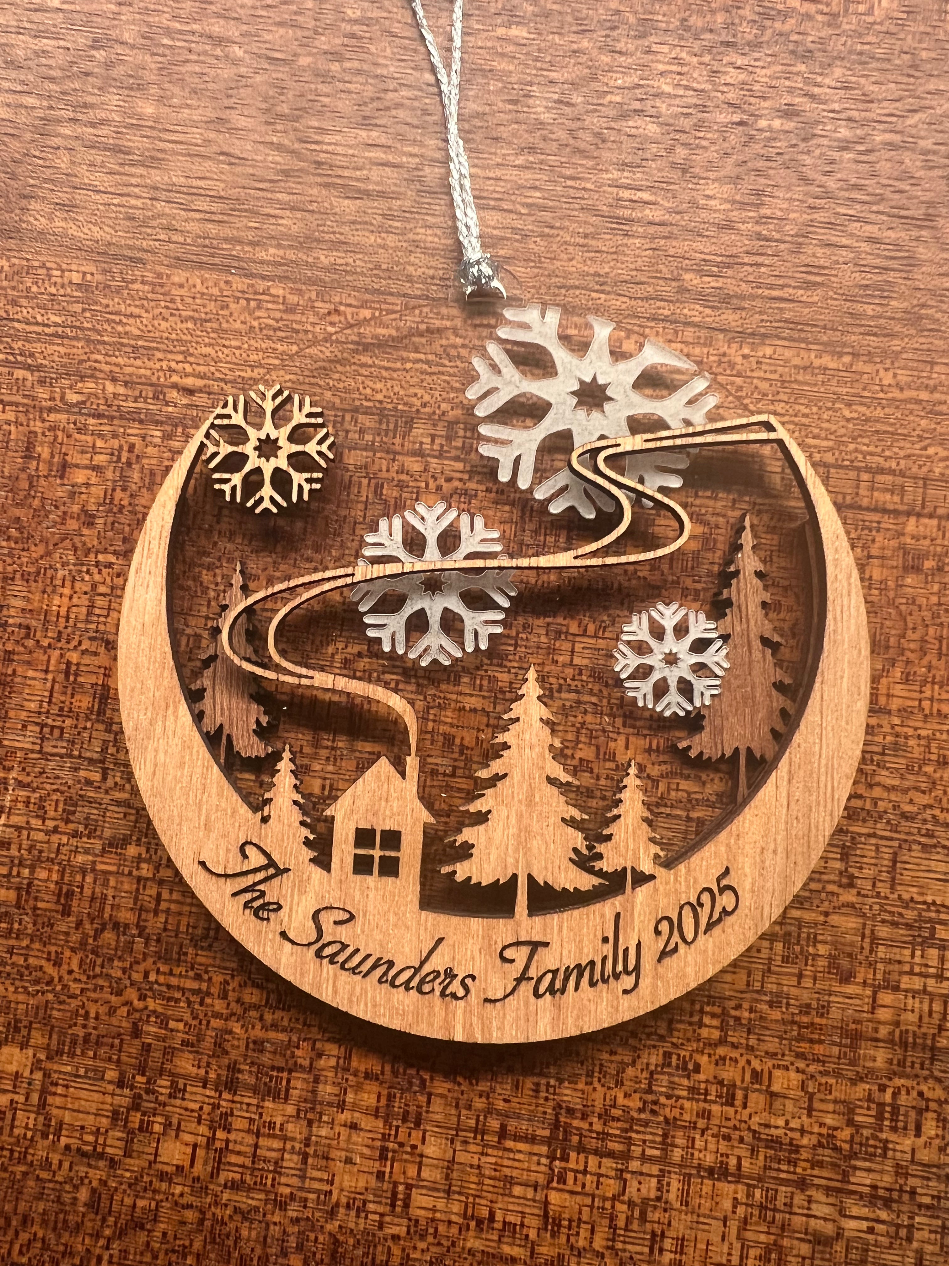 Personalized Cozy Cabin in the Pines Ornament