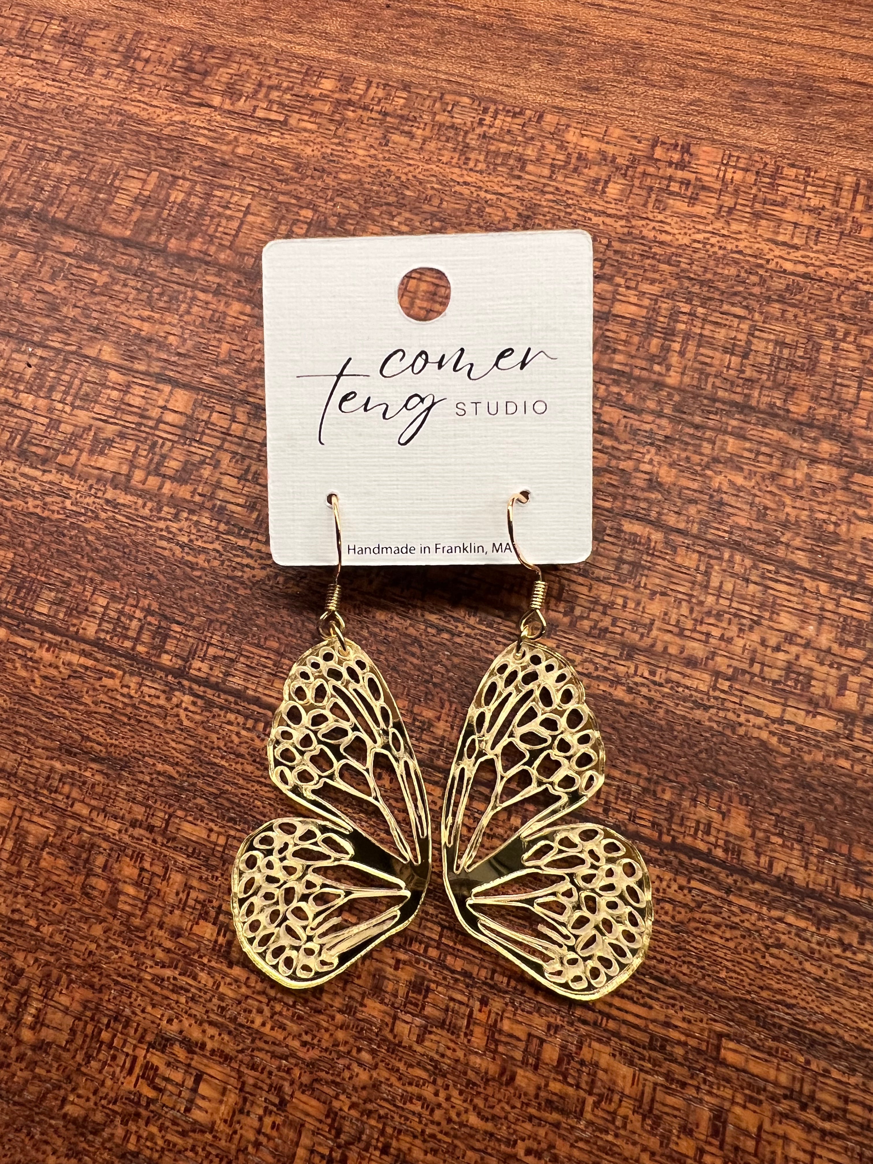 Gold Shimmer Butterfly Earrings