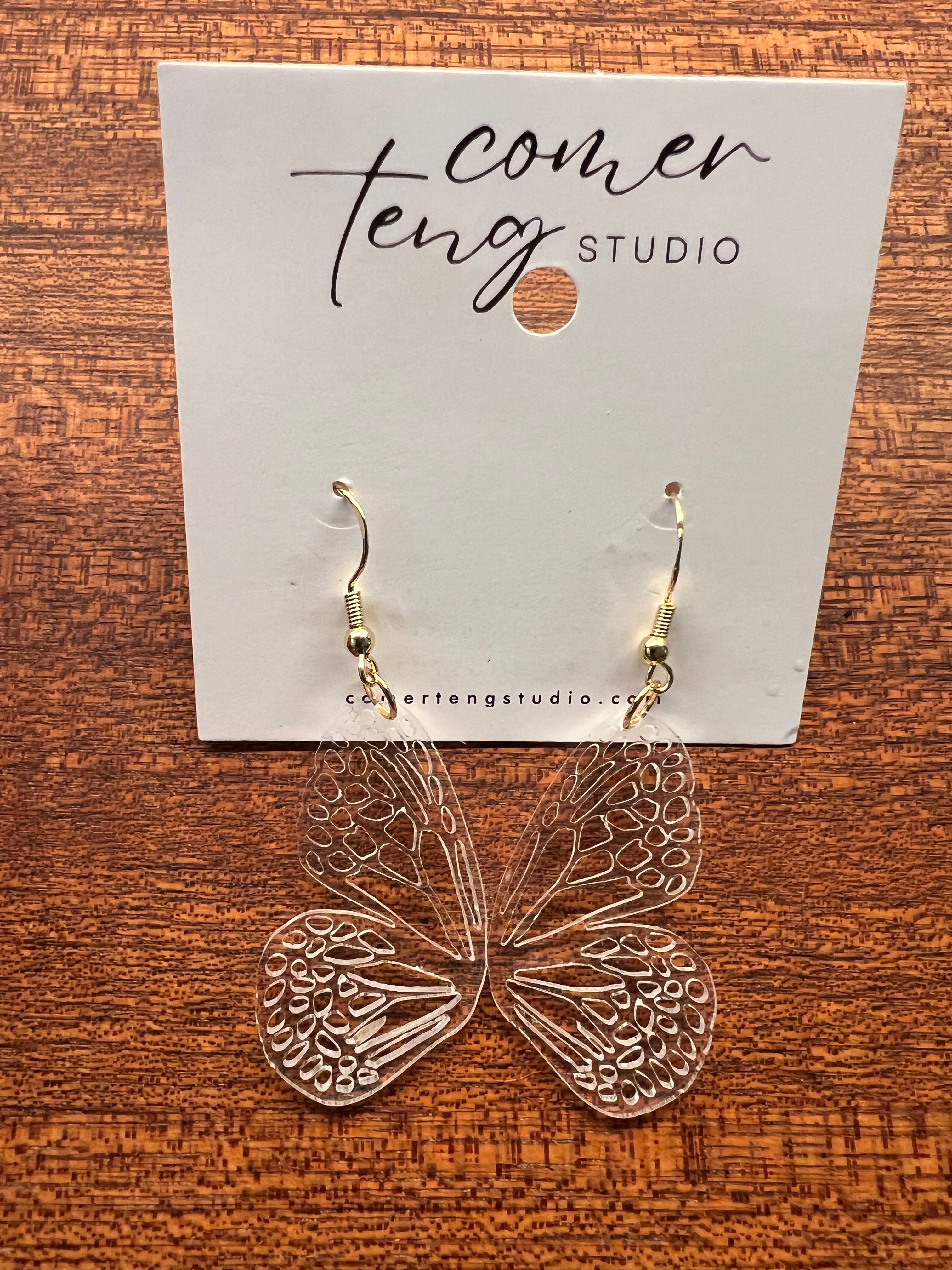 Clear Acrylic Butterfly Earrings