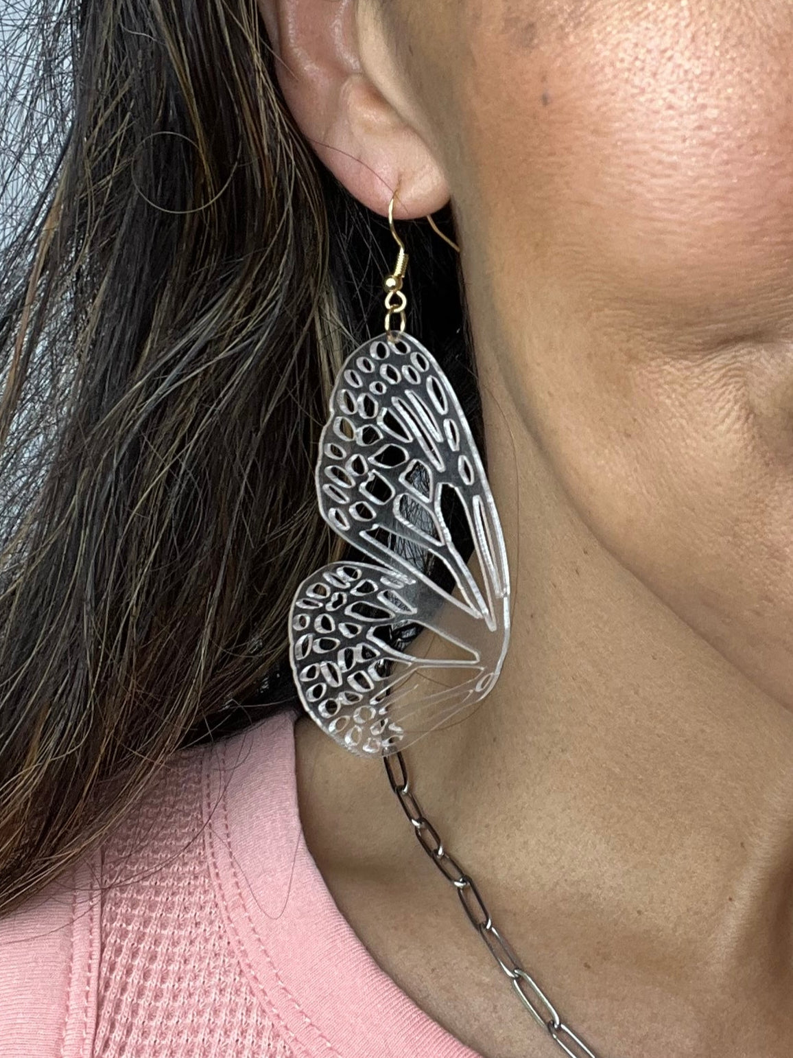 Clear Acrylic Butterfly Earrings