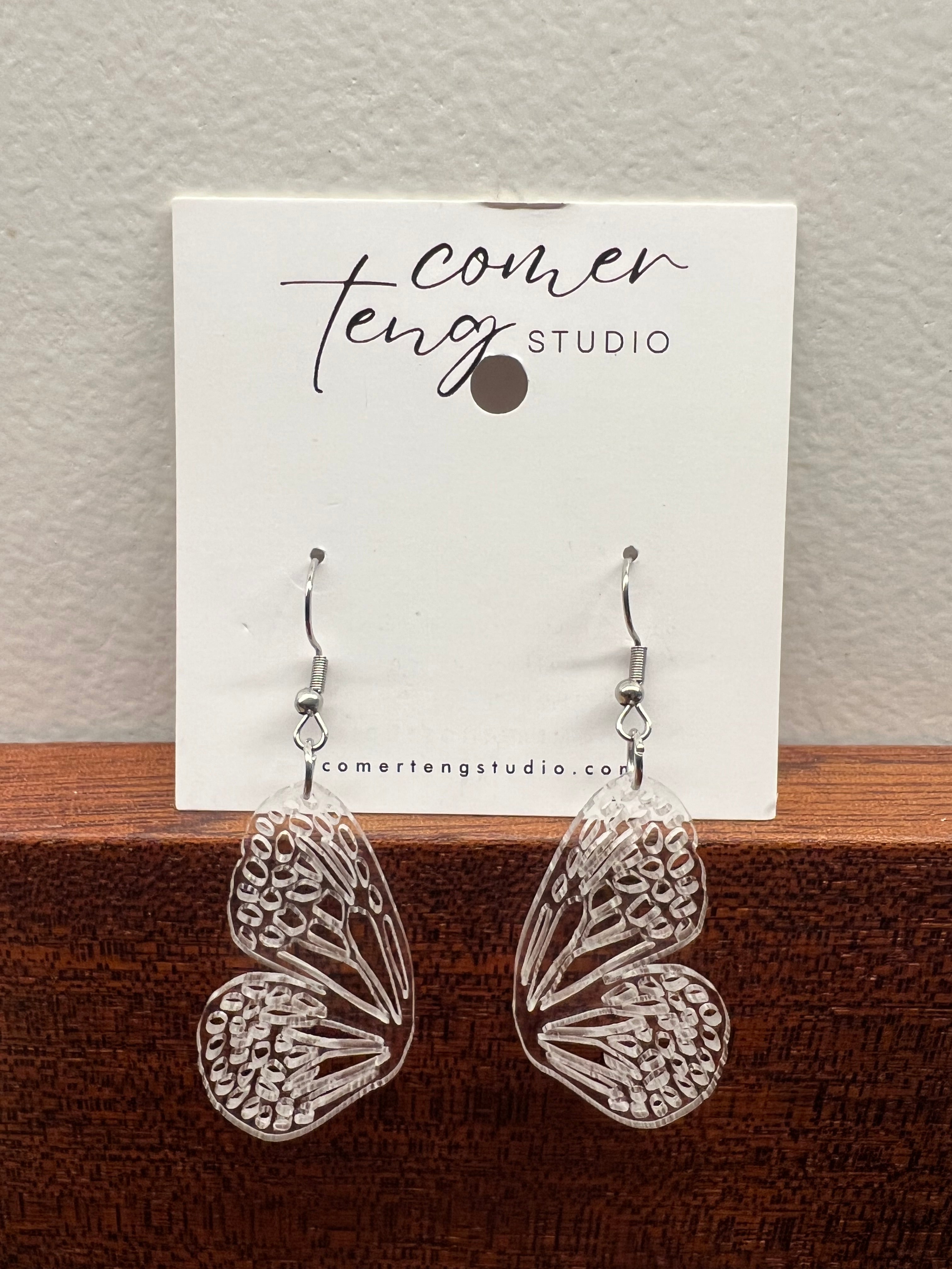 Clear Acrylic Butterfly Earrings