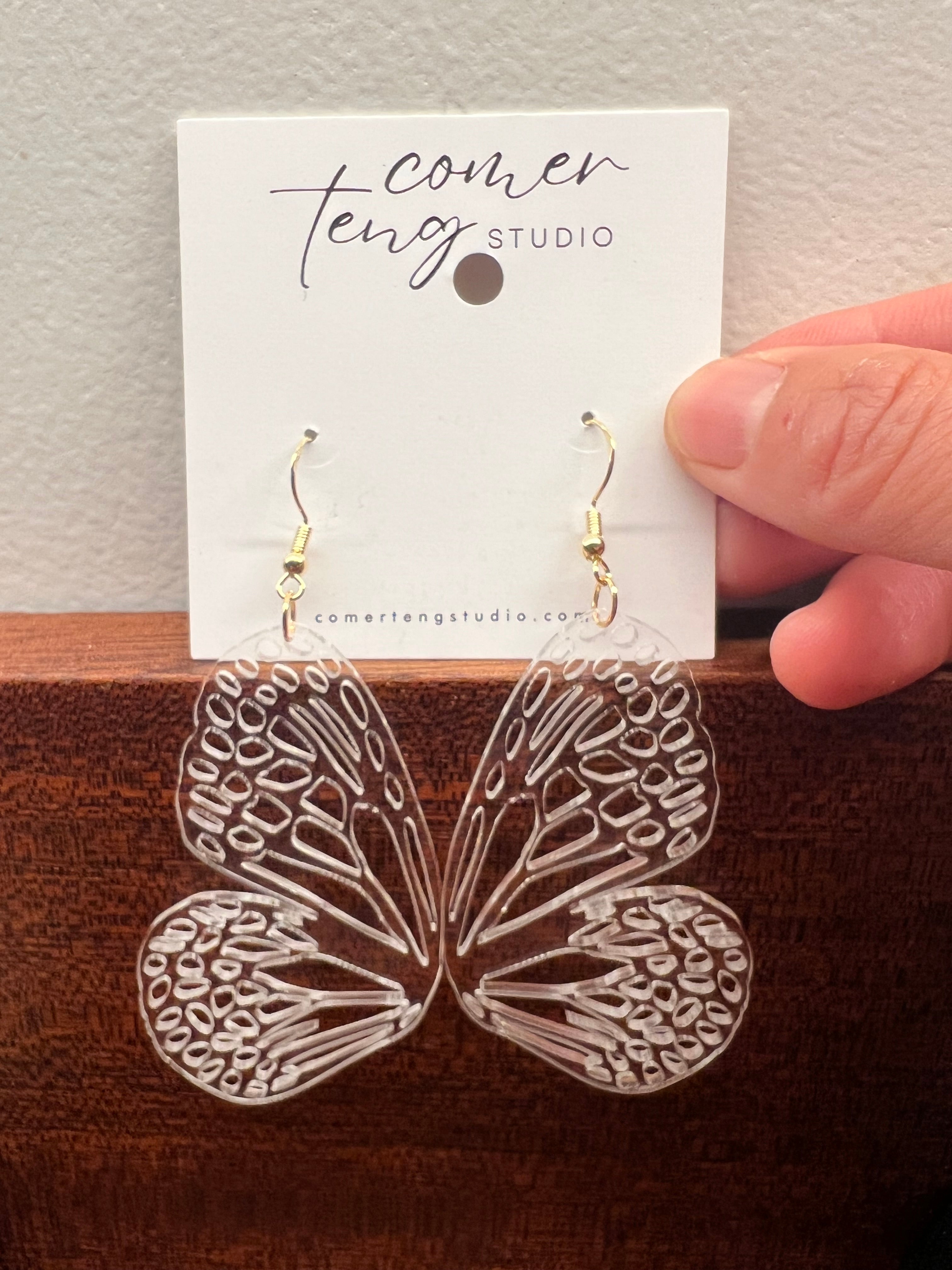 Clear Acrylic Butterfly Earrings