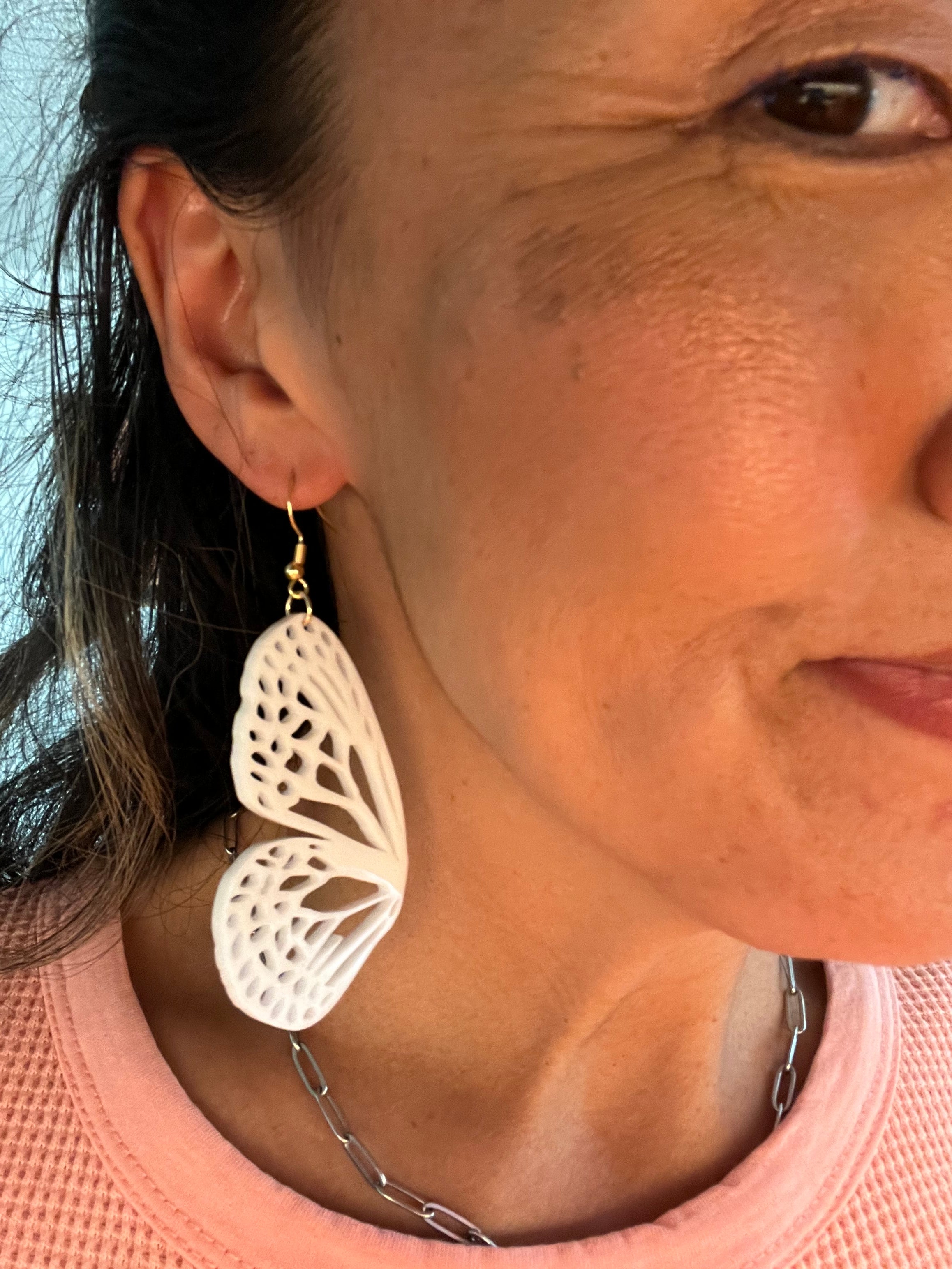 White Acrylic Butterfly Wing Earrings