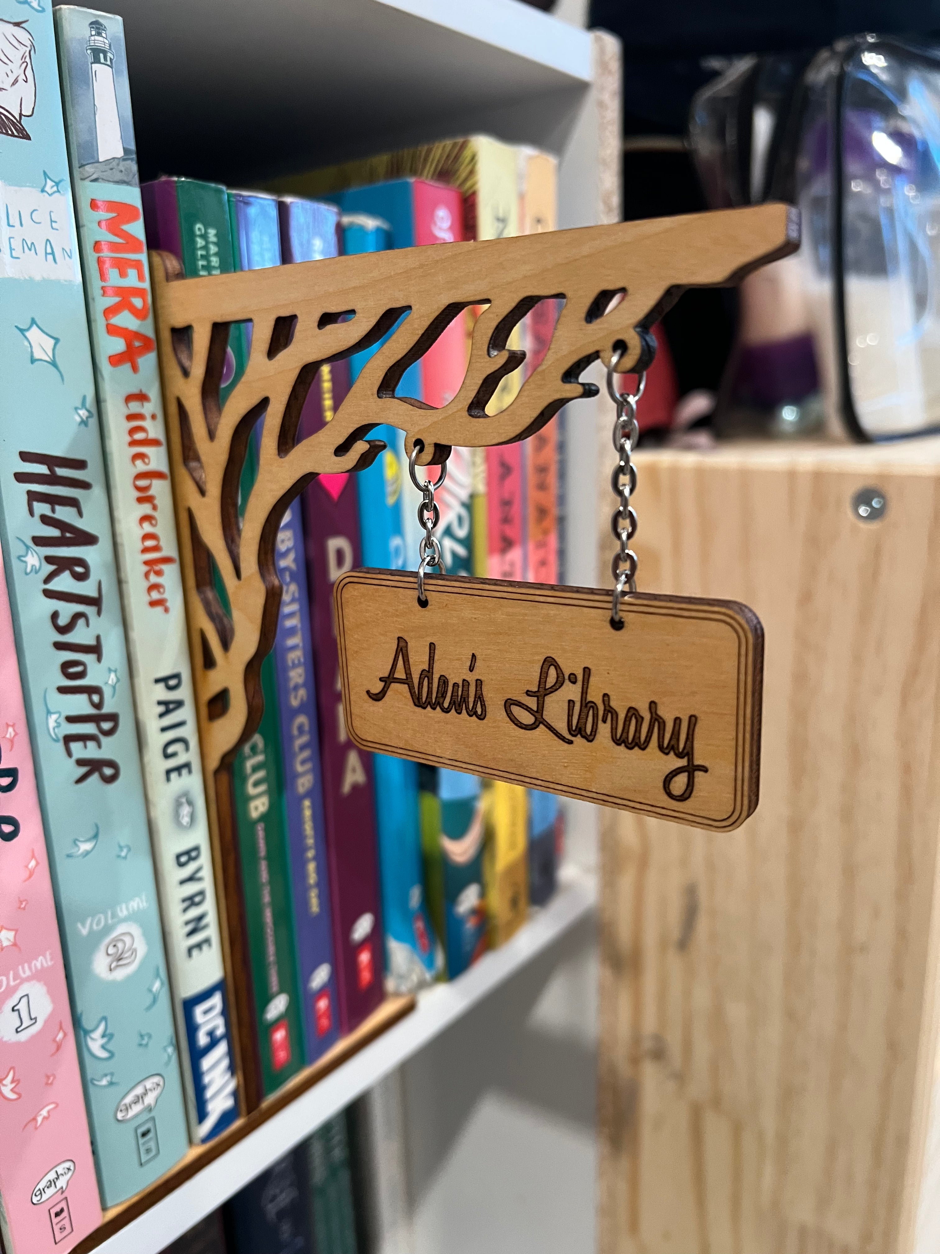 Personalized Wooden Bookshelf Tree Sign