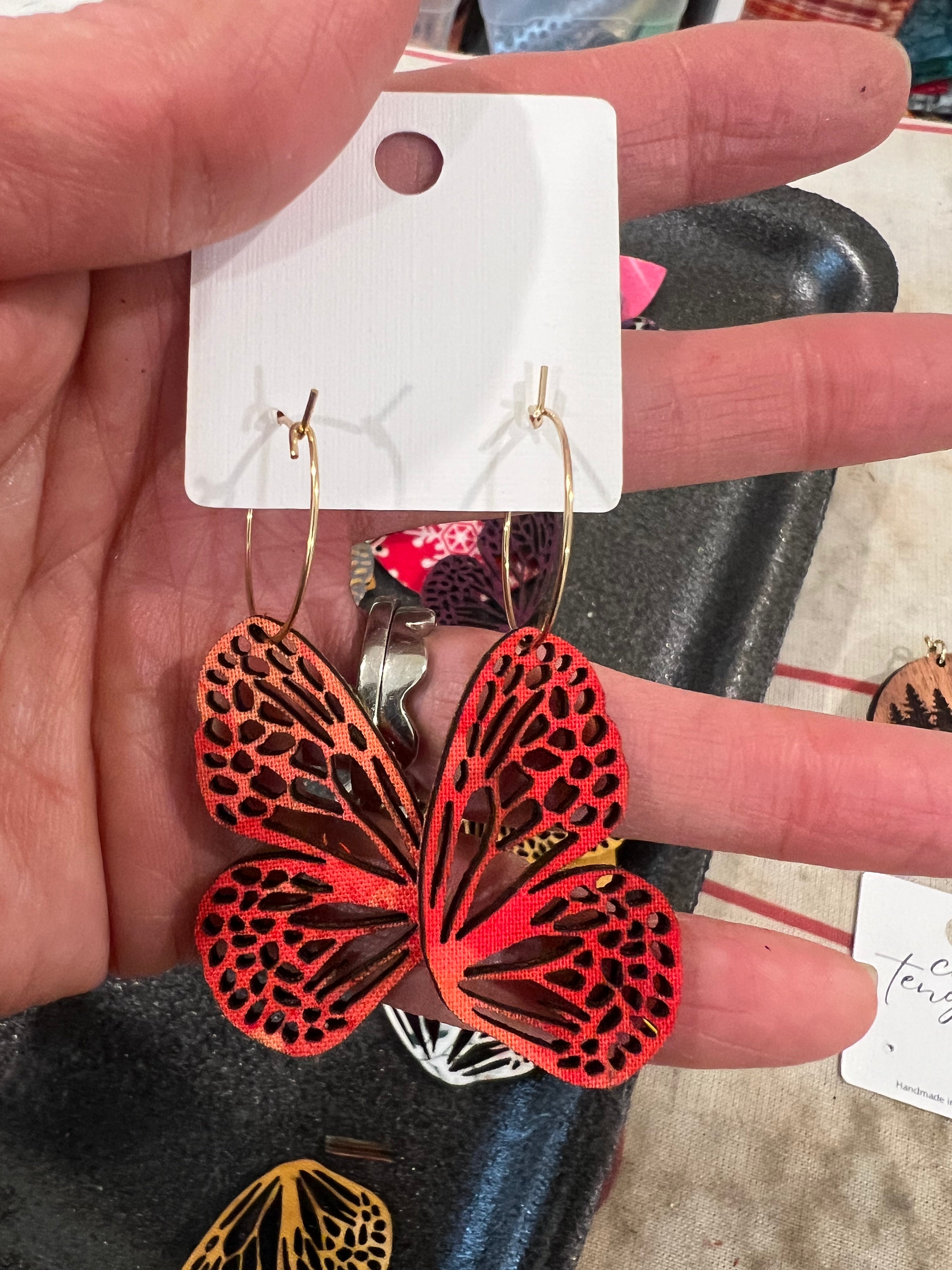 Two-Sided Mini Butterfly Hoop Earrings