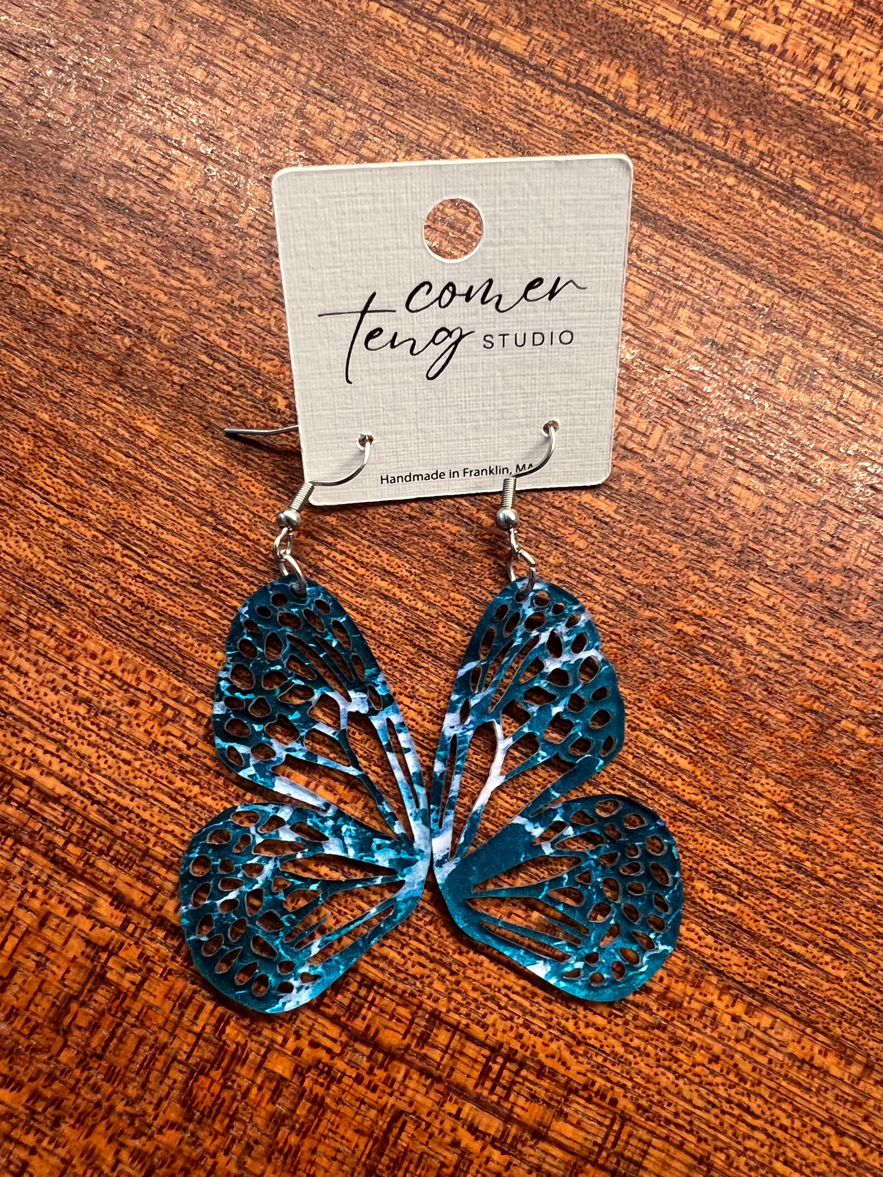 Ocean Acrylic Butterfly Wing Earrings