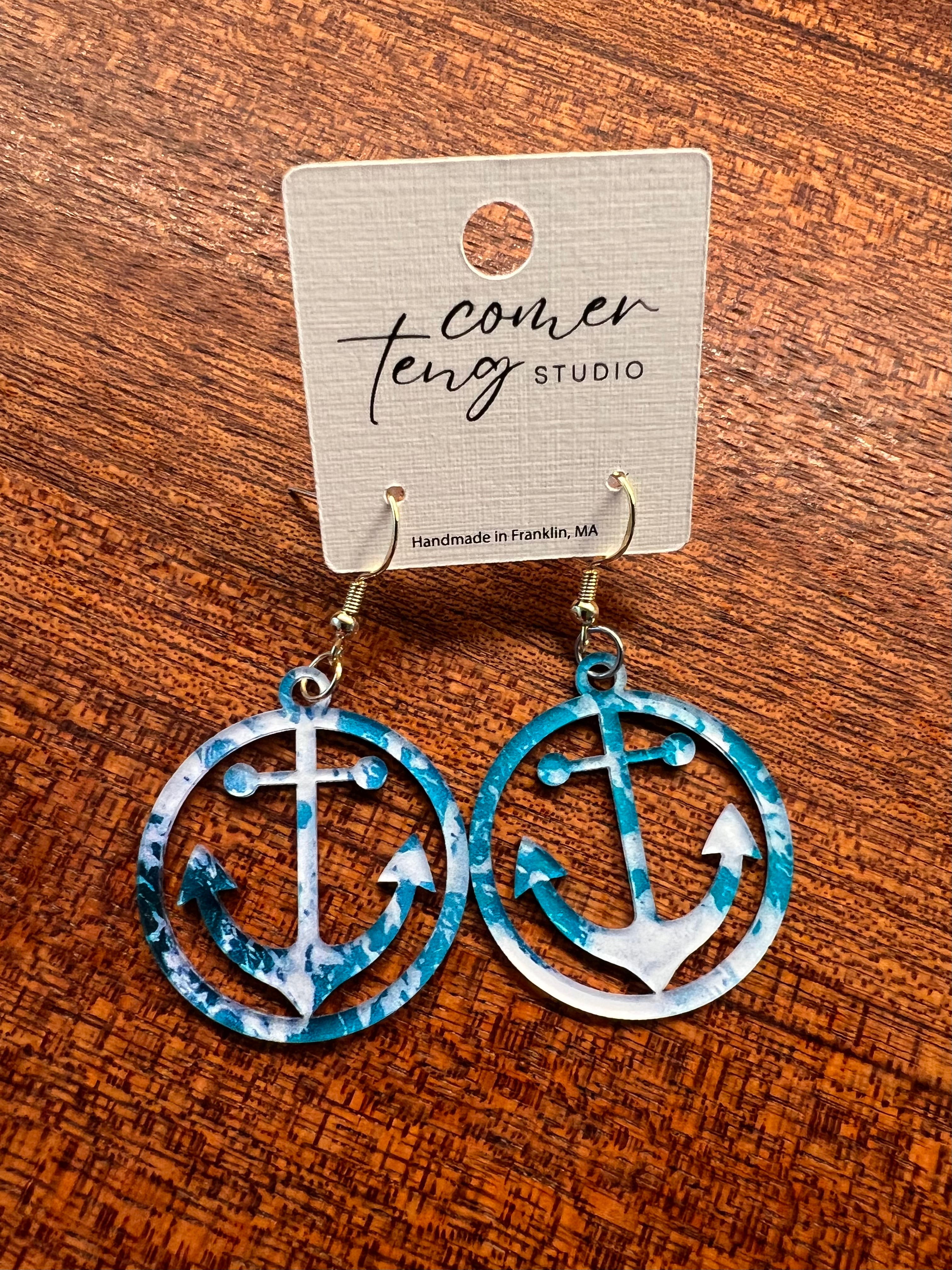 Acrylic Ocean Anchor Earrings