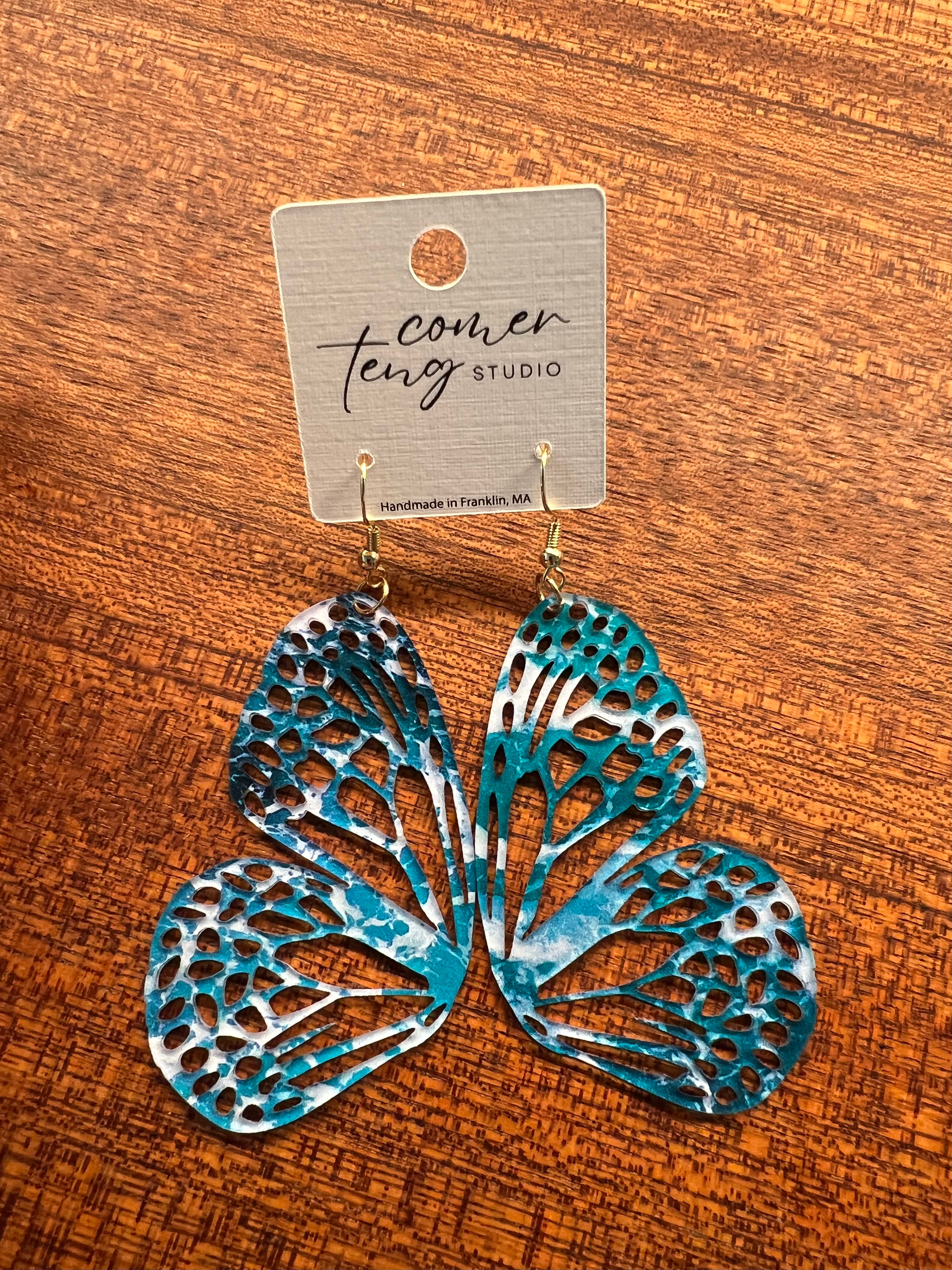 Ocean Acrylic Butterfly Wing Earrings