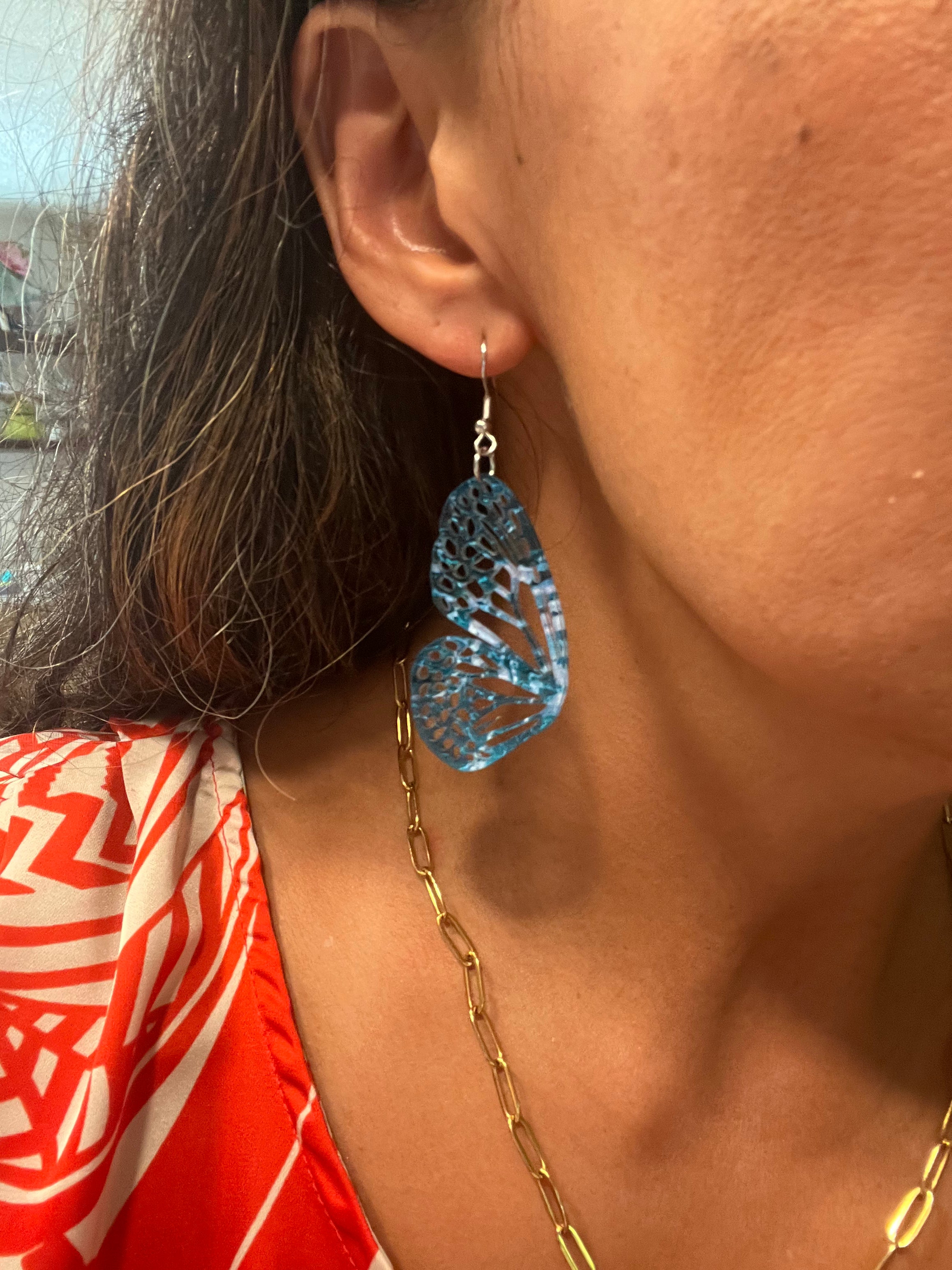 Ocean Acrylic Butterfly Wing Earrings