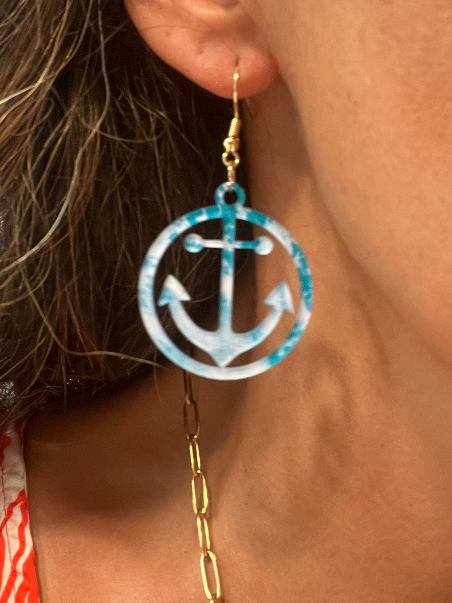 Acrylic Ocean Anchor Earrings