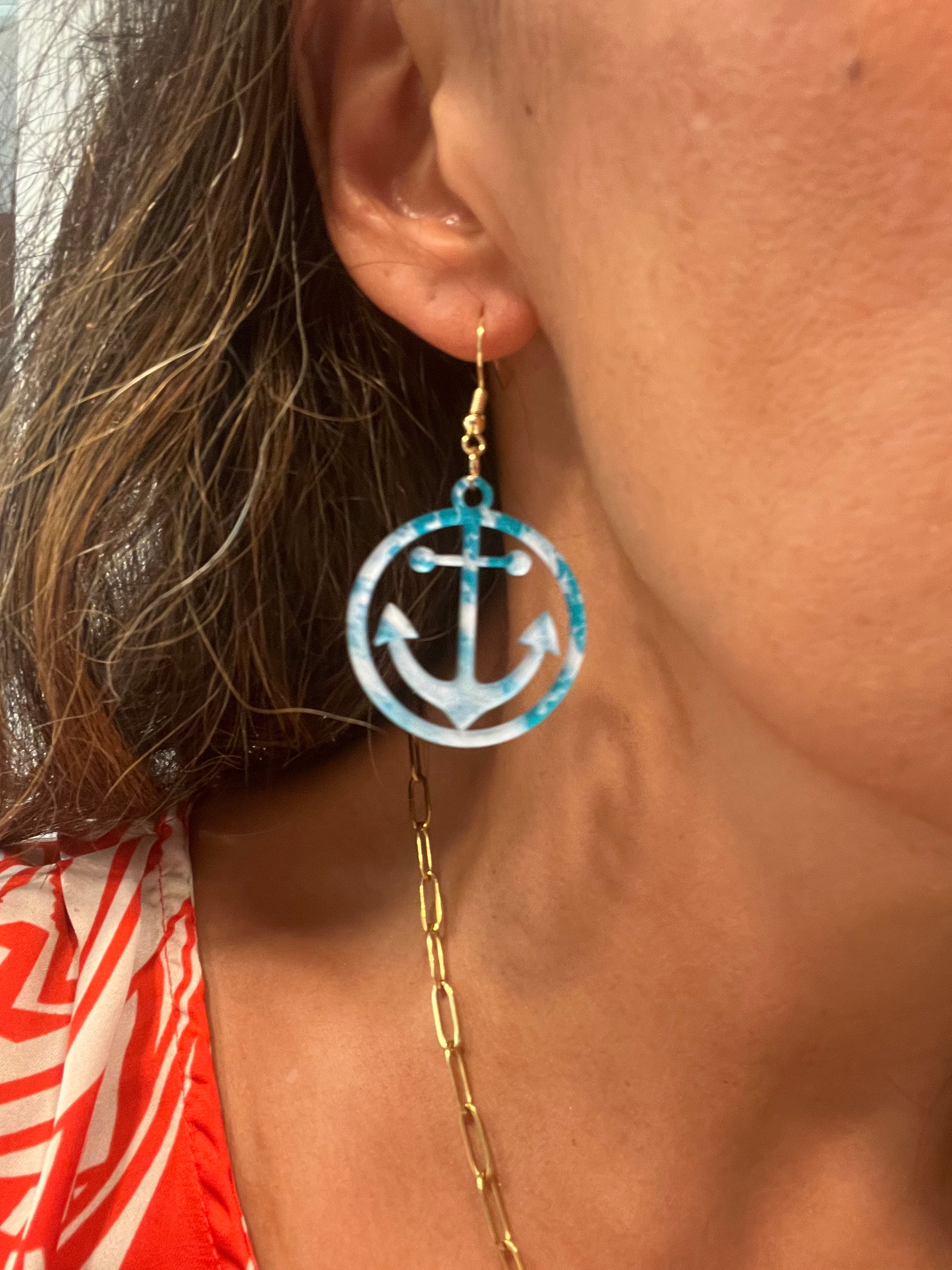 Acrylic Ocean Anchor Earrings