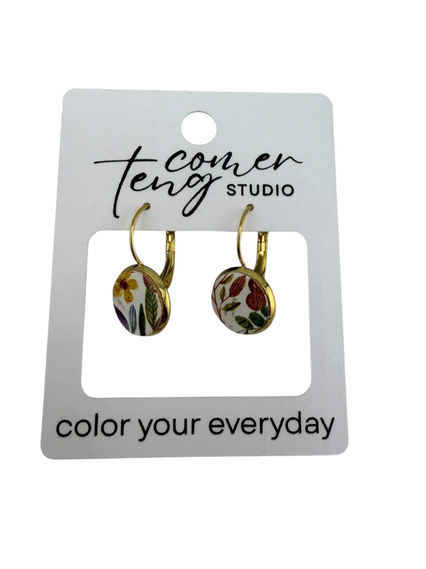 Light Fall Floral Leverback Earrings