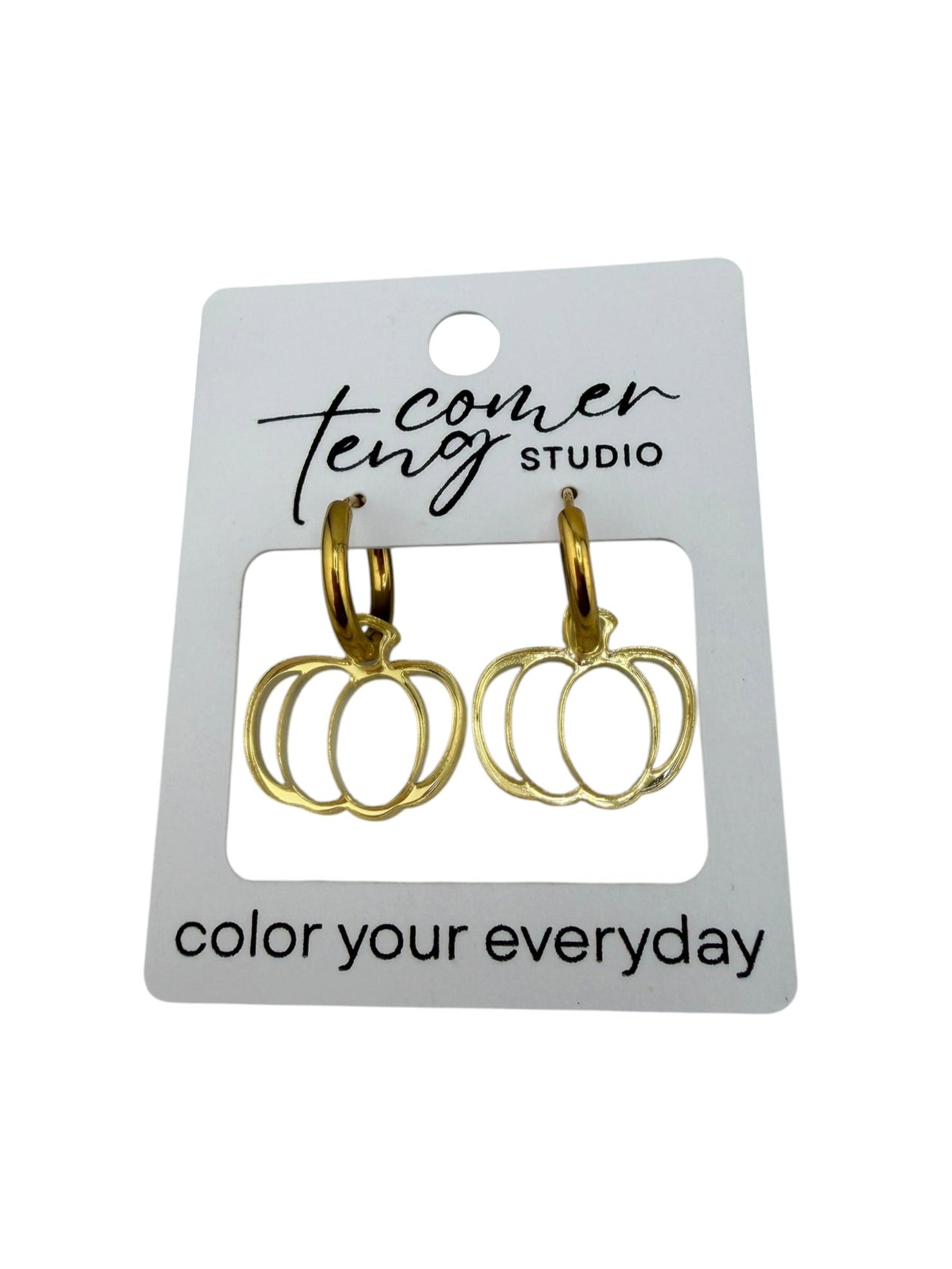 Pumpkin Charm Hoop Earrings