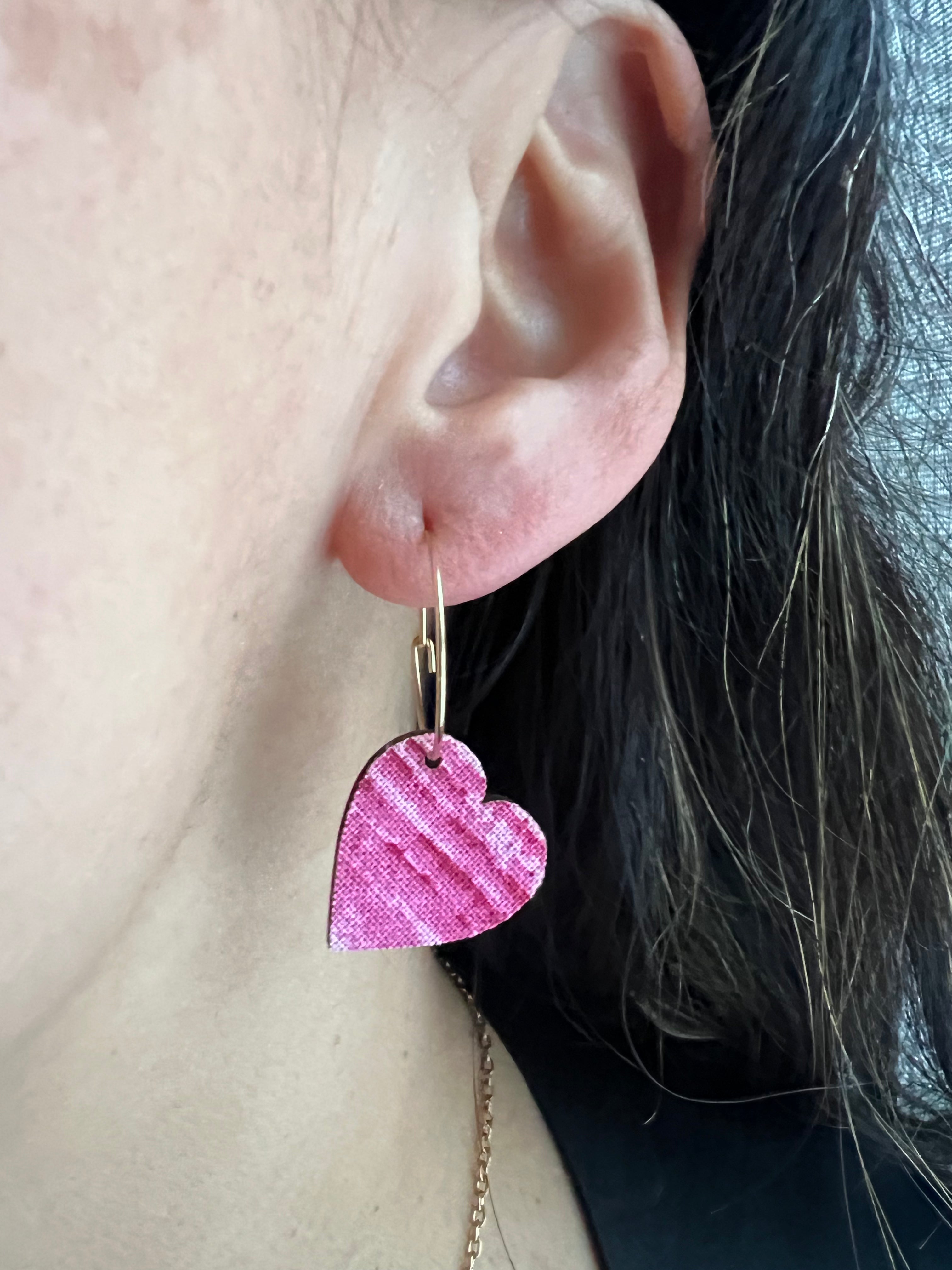 Bloom & Blush Hearts – Upcycled Double-Sided Heart Hoop Earrings