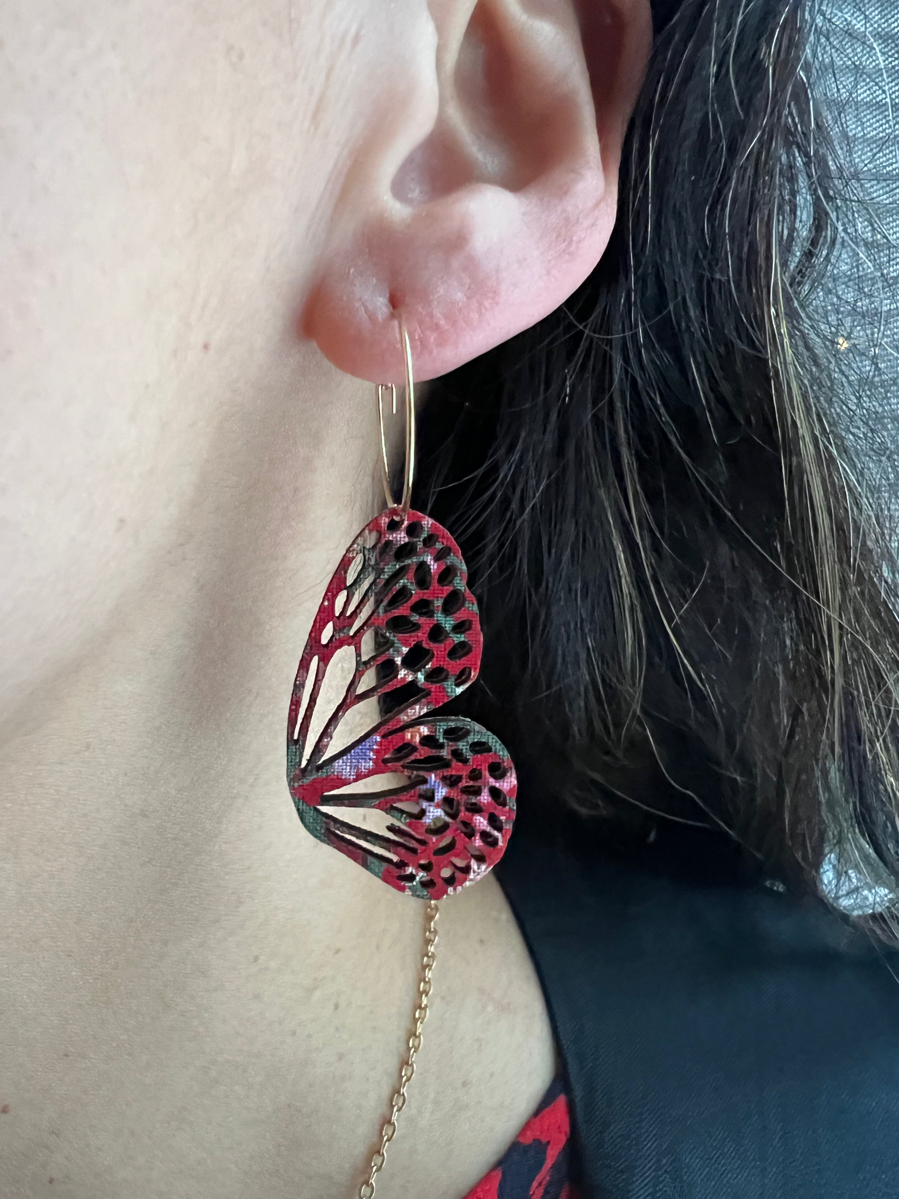 Bloom & Blush Butterflies – Upcycled Double-Sided Mini Butterfly Hoop Earrings