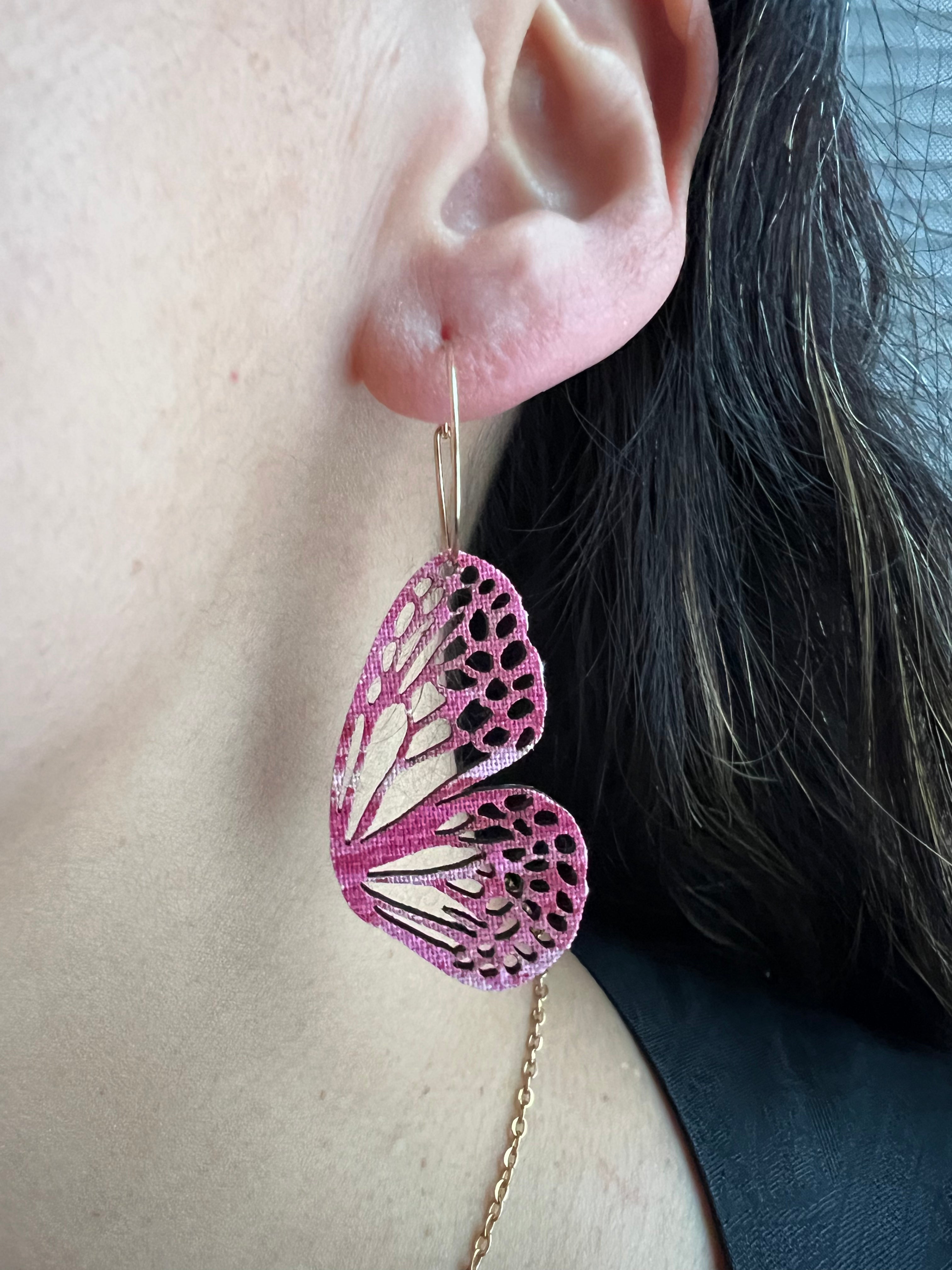 Bloom & Blush Butterflies – Upcycled Double-Sided Mini Butterfly Hoop Earrings